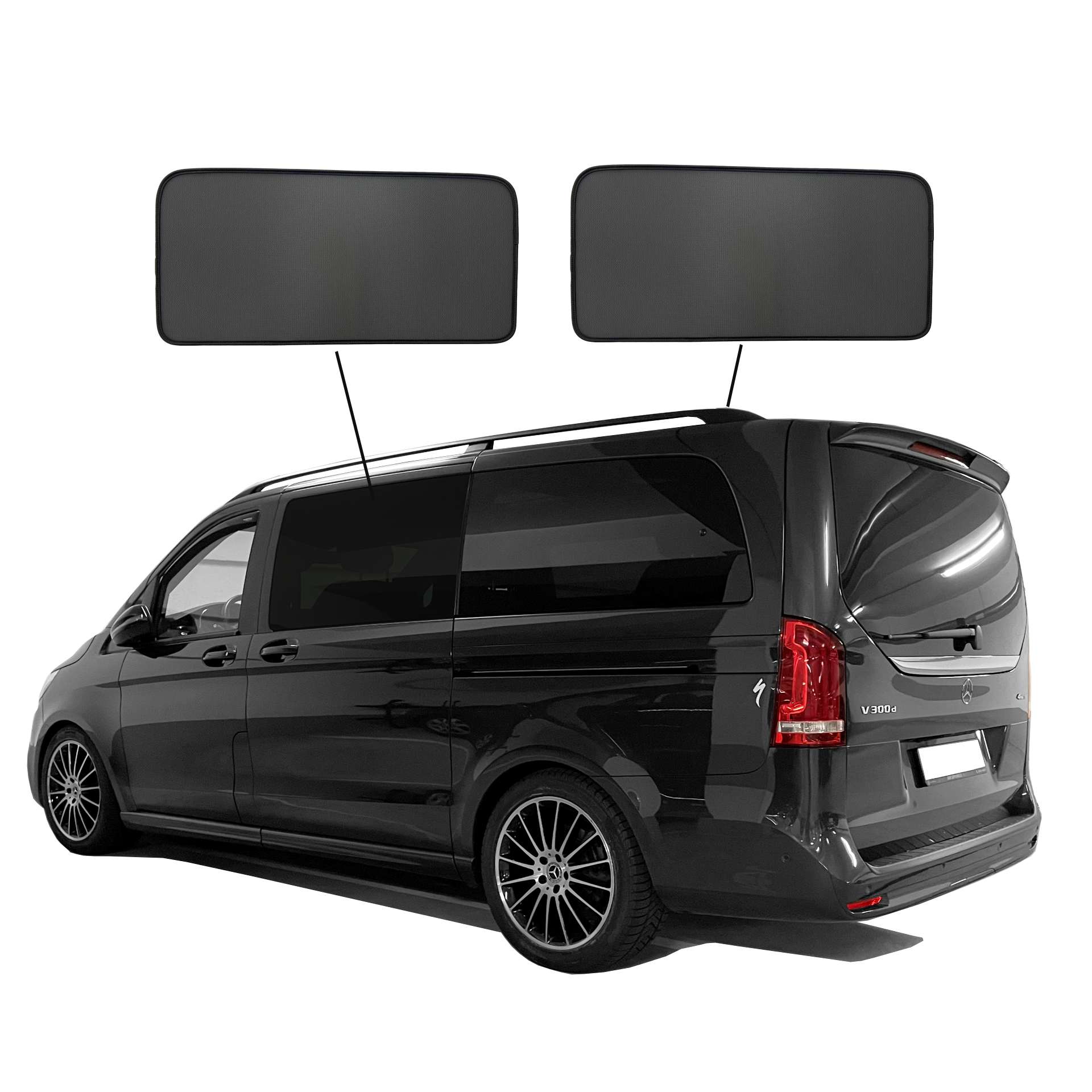Mercedes V-class SunClip privacy & sun protection 2014-2024 Door window set 2-piece a Mercedes v-class with an A set