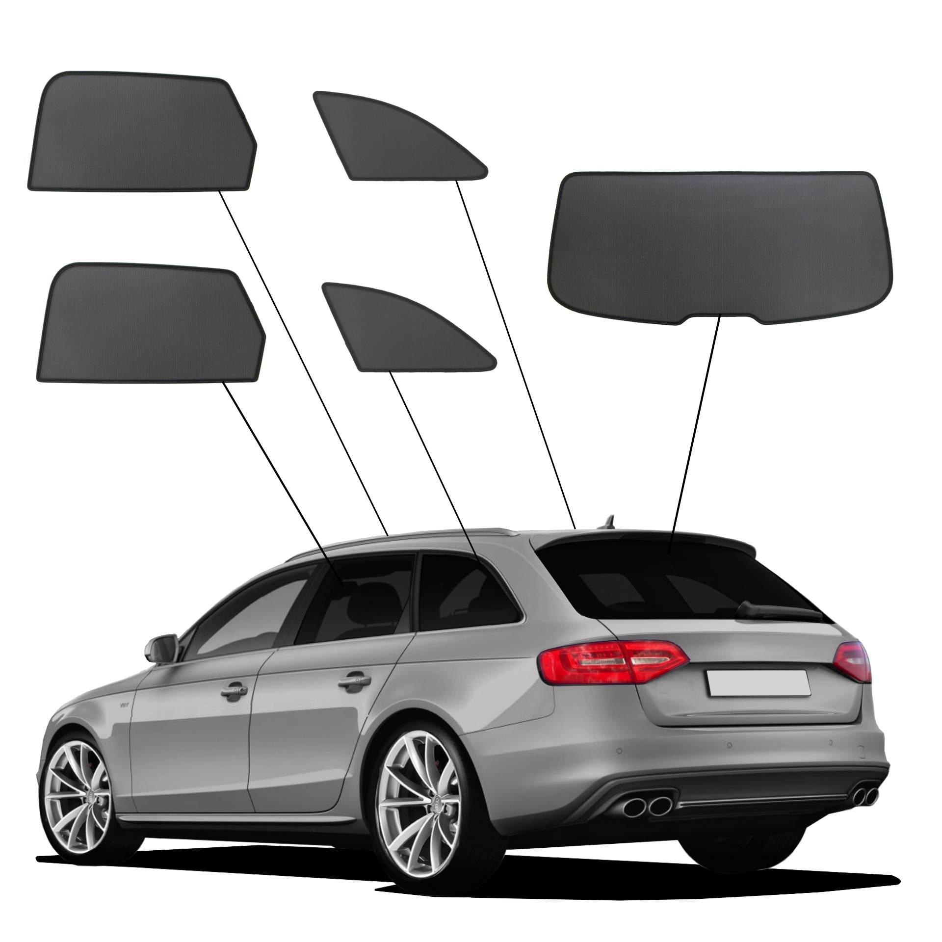 Audi A4 Avant SunClip Auto Sonnenschutz & Sichtschutz 2007-2016 ein Audi A4 mit einem ABC Set