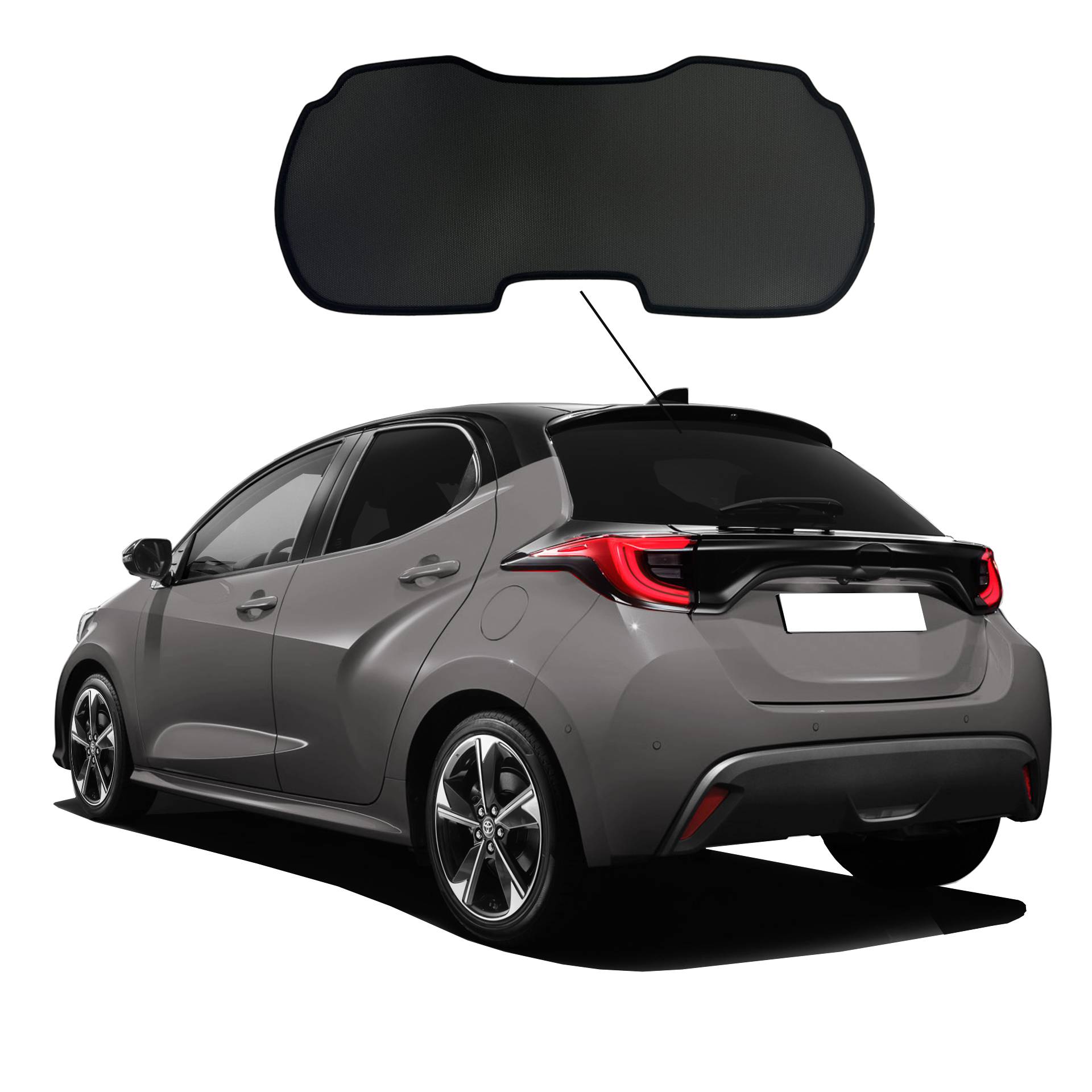 Toyota Yaris / Mazda 2 SunClip Auto Sonnenschutz & Sichtschutz 2020- Heckscheibe ein Toyota Yaris oder Mazda 2 mit einem C-Teil
