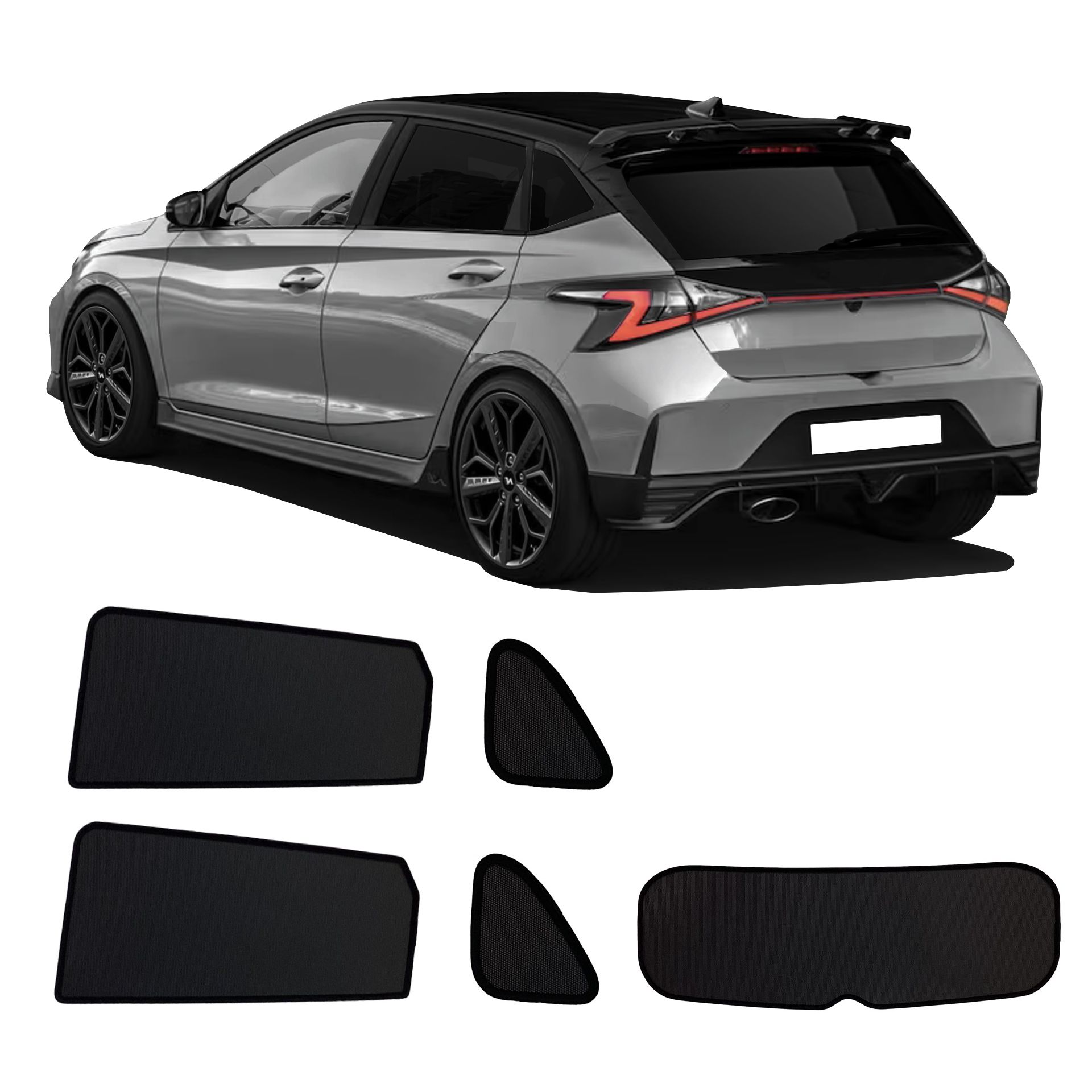 Hyundai i20 Auto Sonnenschutz & Sichtschutz Sonniboy 2020- ein hyundai i20 mit einem ABC Set