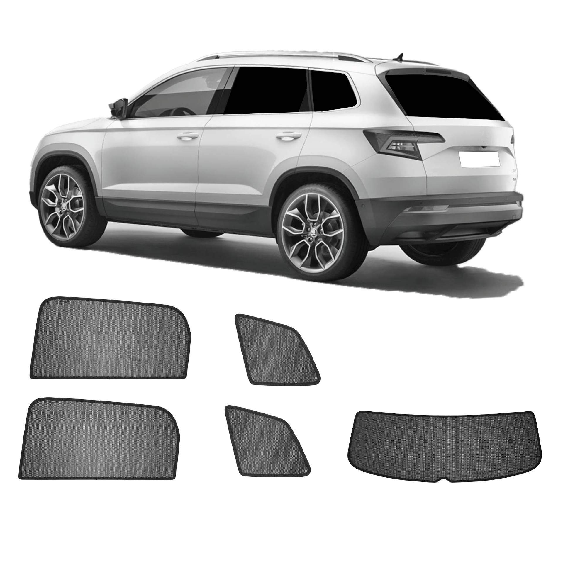 Skoda Karoq SunClip Auto Sonnenschutz & Sichtschutz 2018- ein Skoda Karoq mit einem ABC Set
