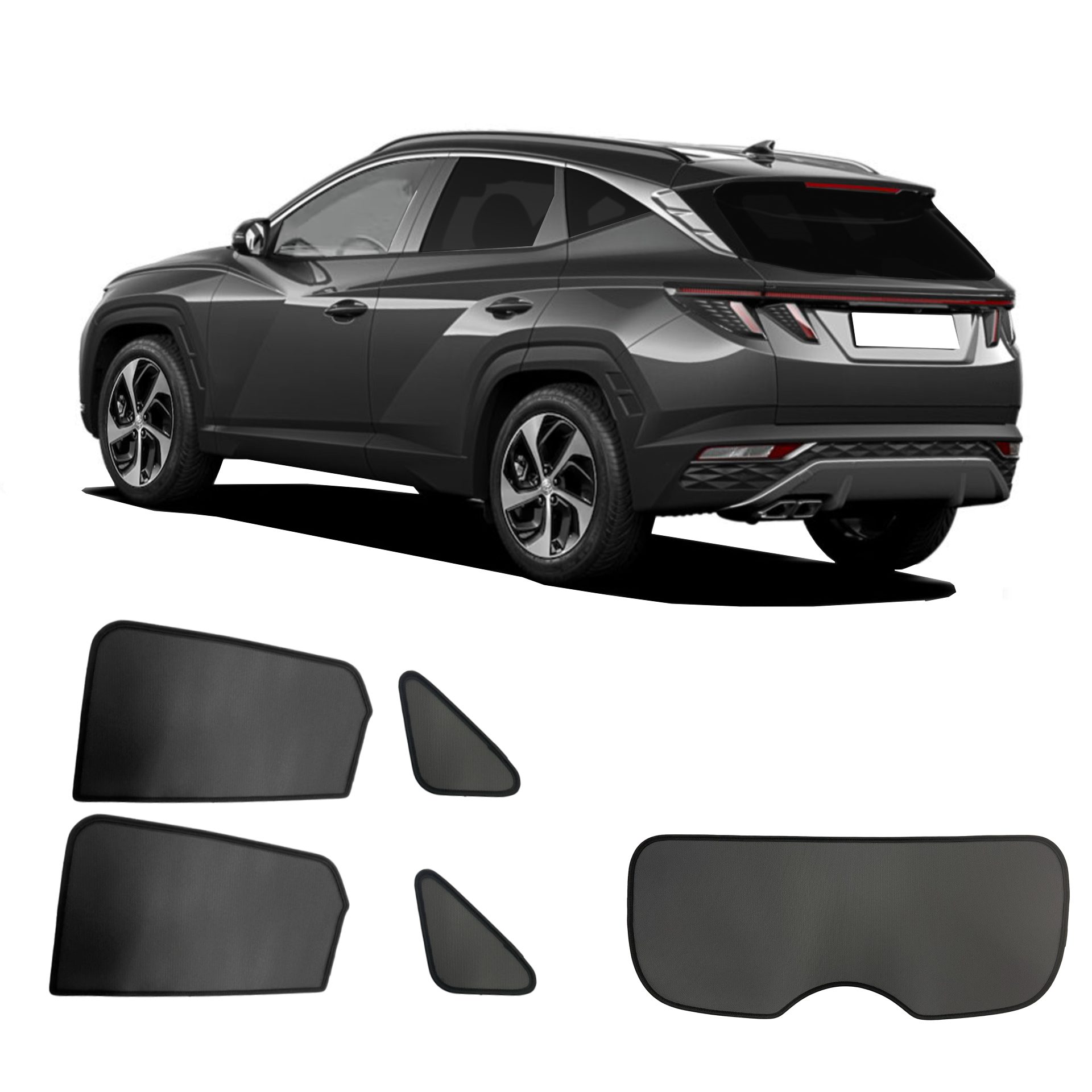 Hyundai Tucson Auto Sonnenschutz & Sichtschutz Sonniboy 2020- ein Hyundai Tucson mit einem ABC Set