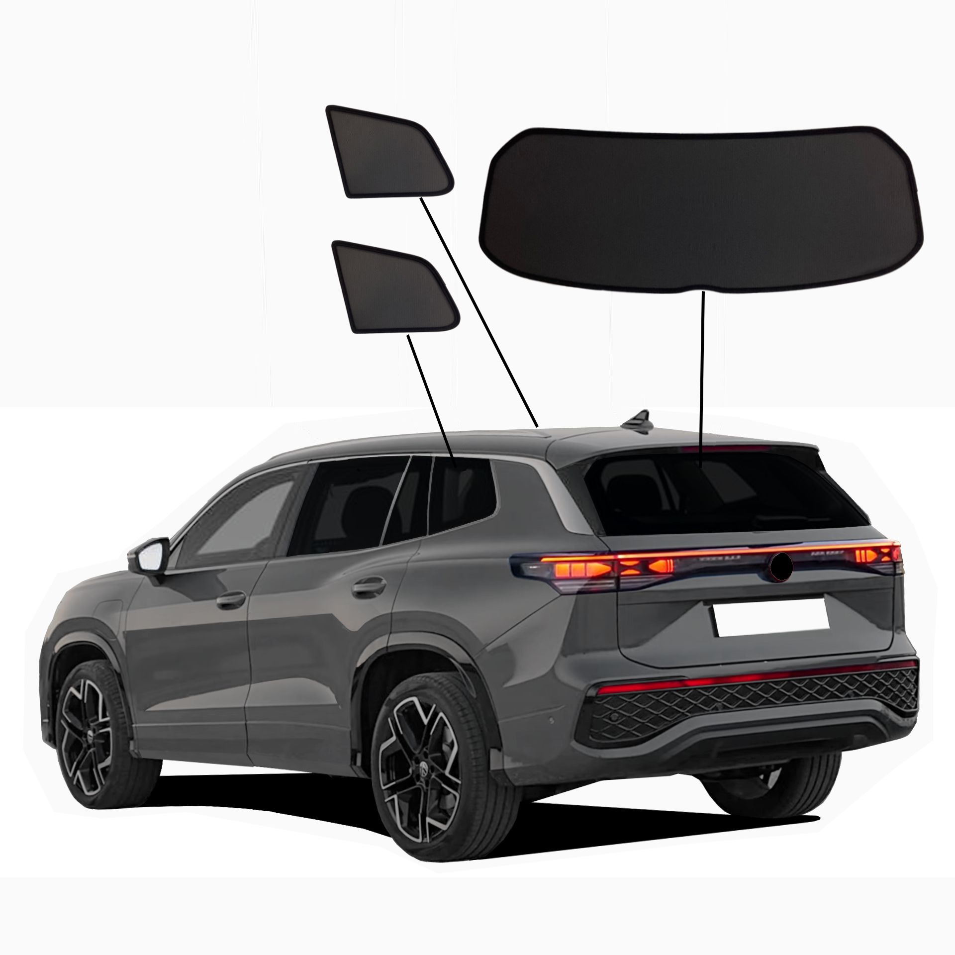 VW Tayron SunClip Sonniboy privacy & sun protection 2025- Rear window & side window set 3-piece