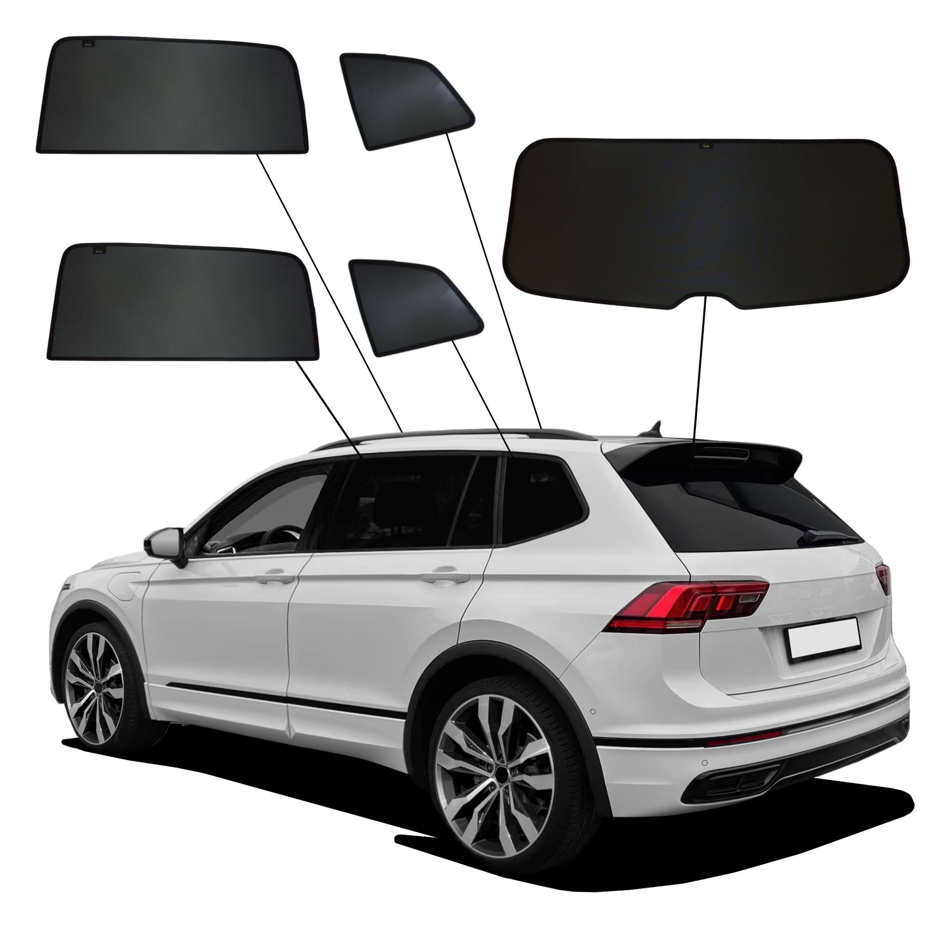 VW Tiguan 2 Allspace SunClip privacy & sun protection 2017-2024 a VW Tiguan 2 allspace with an ABC Set