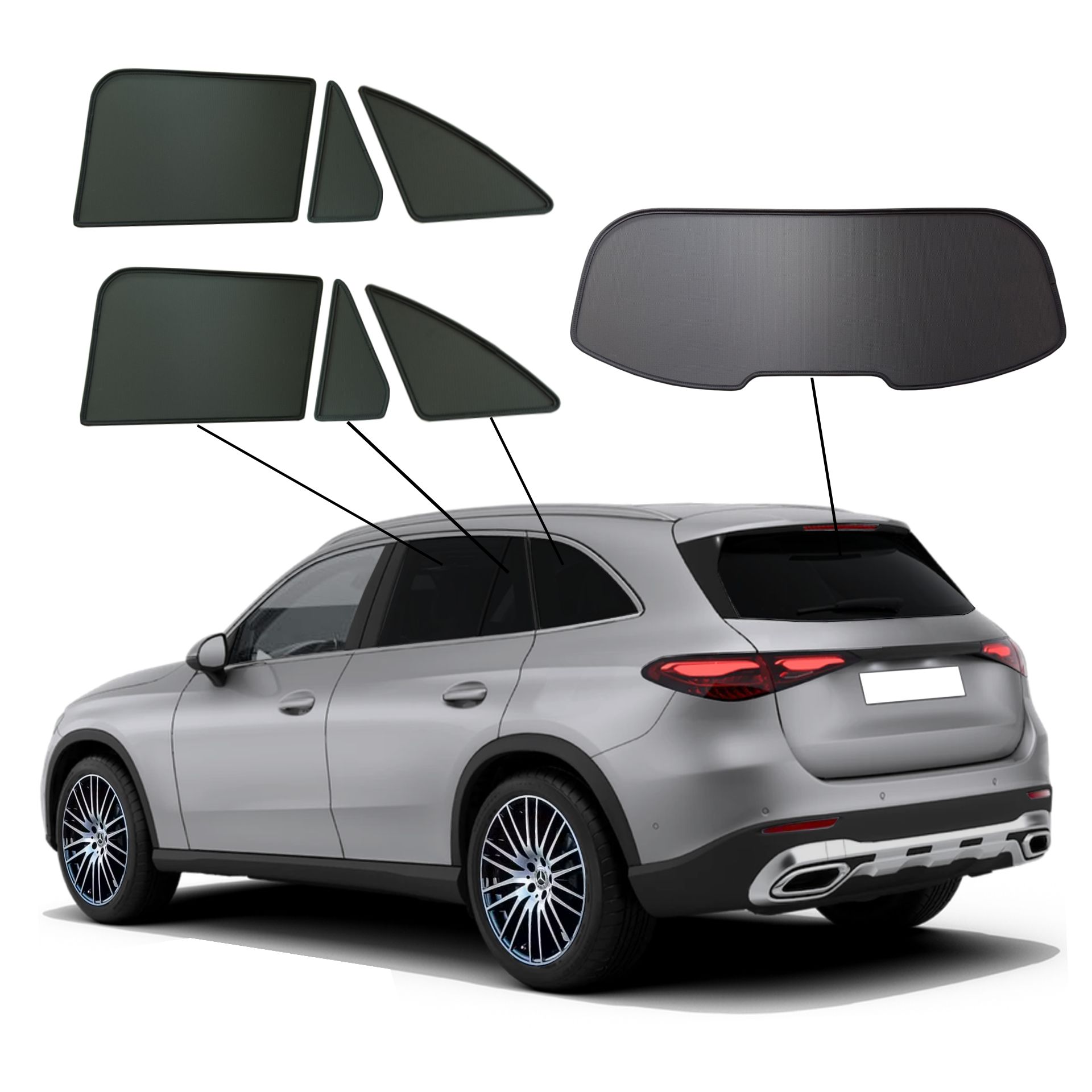 Mercedes GLC SunClip Auto Sonnenschutz & Sichtschutz 2023- ein Mercedes GLS mit einem ABC Set