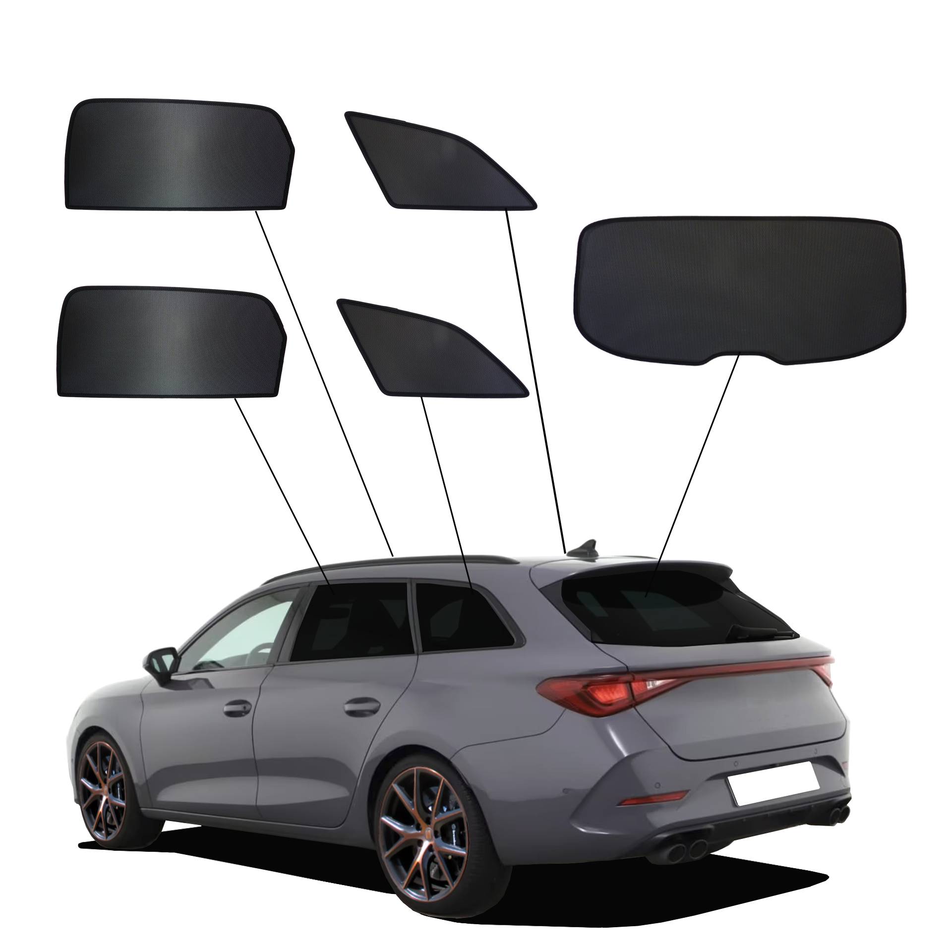 Seat Leon Sportstourer 4 SunClip Auto Sonnenschutz & Sichtschutz 2020- ein Seat Leon Sportstourer 4 mit einem ABC Set