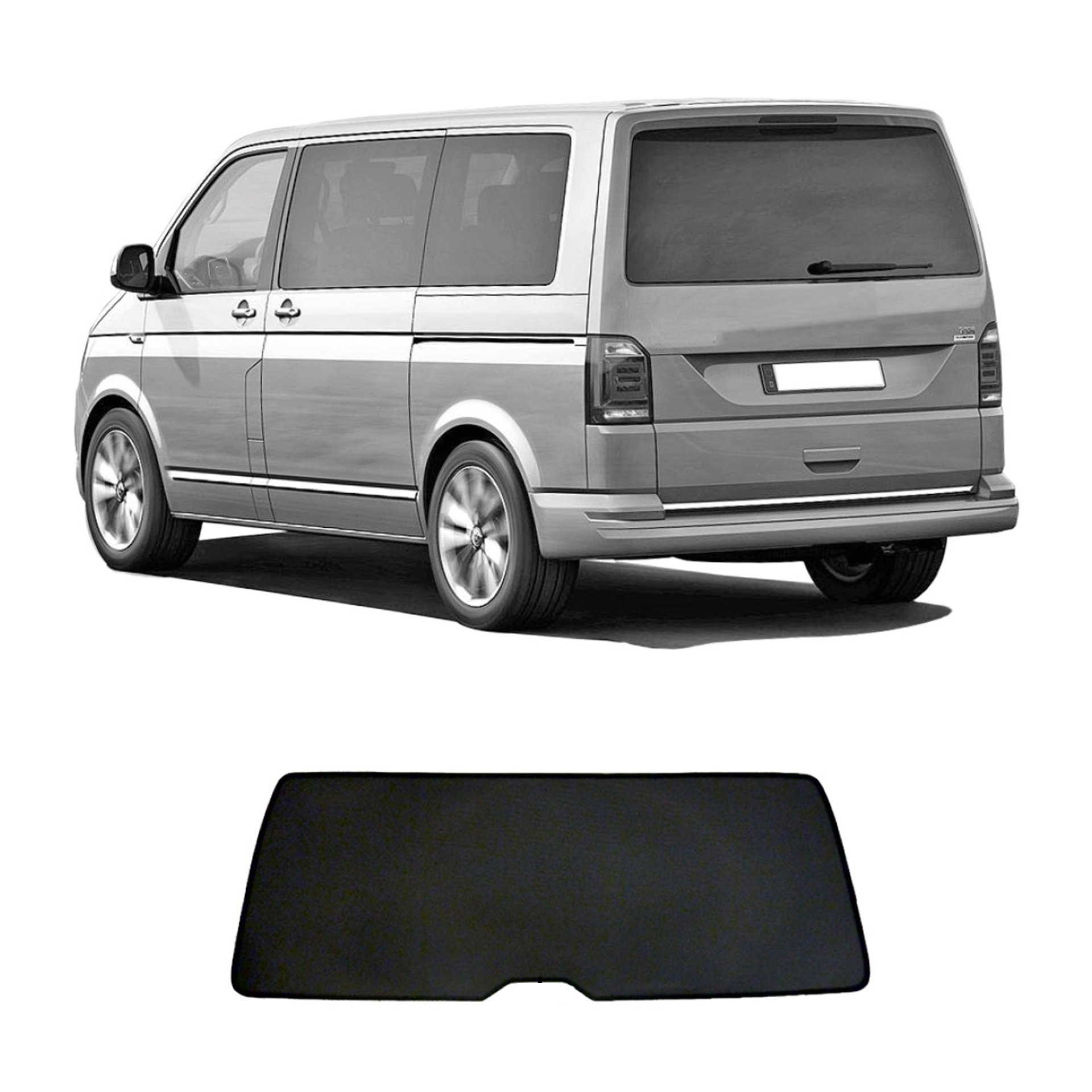 VW T6 sun protection Sonniboy with tailgate and rear panel 2015- a VW T6 with a c-part