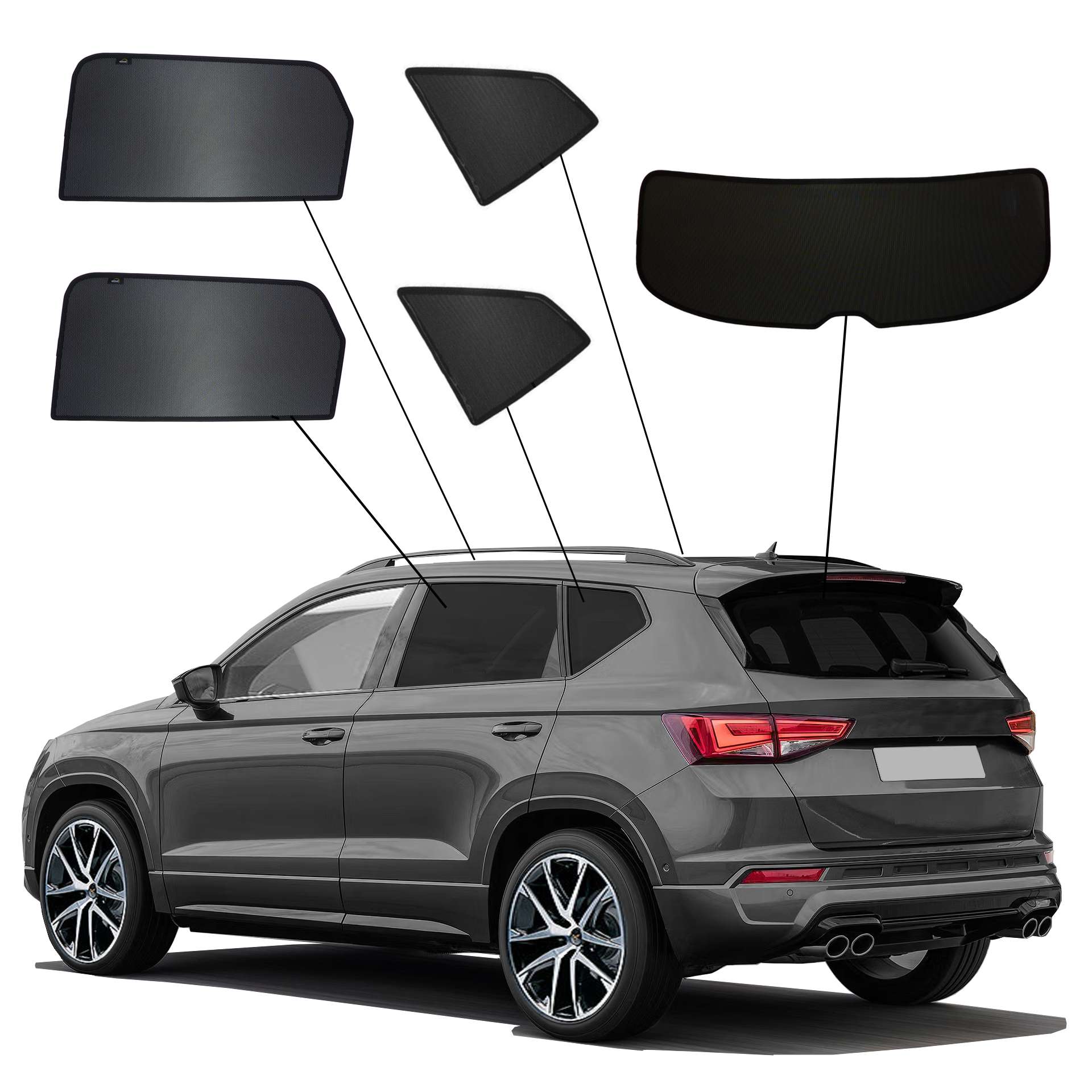 Seat Ateca SunClip privacy & sun protection 2016- a Seat Ateca with an ABC set