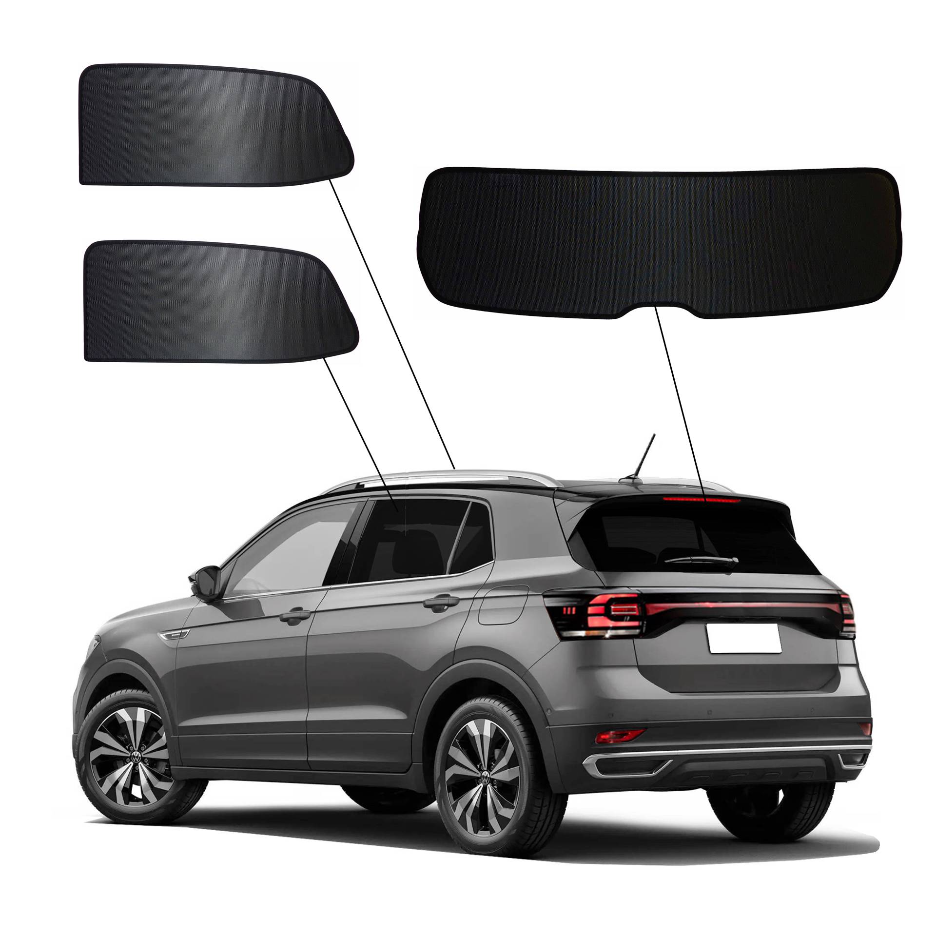 VW T-Cross SunClip privacy & sun protection 2019- a VW T cross with an AC set