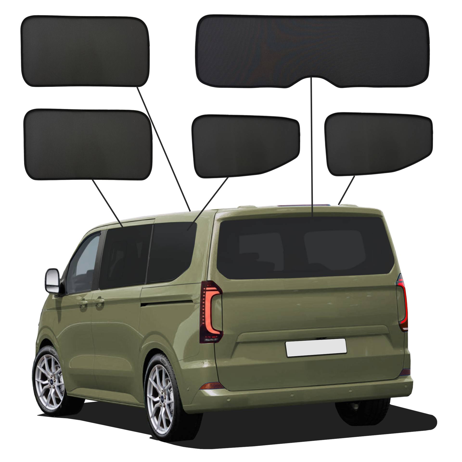VW T7 Caravelle L1 without opening quarter from 2025 onwards SunClip Sun Protection Privacy Protection UV Protection Car Sun Visor Heat Protection Insect Protection Car Window Tinting Anti-Glare Protection ein VW T7 Caravelle mit einem ABC Set