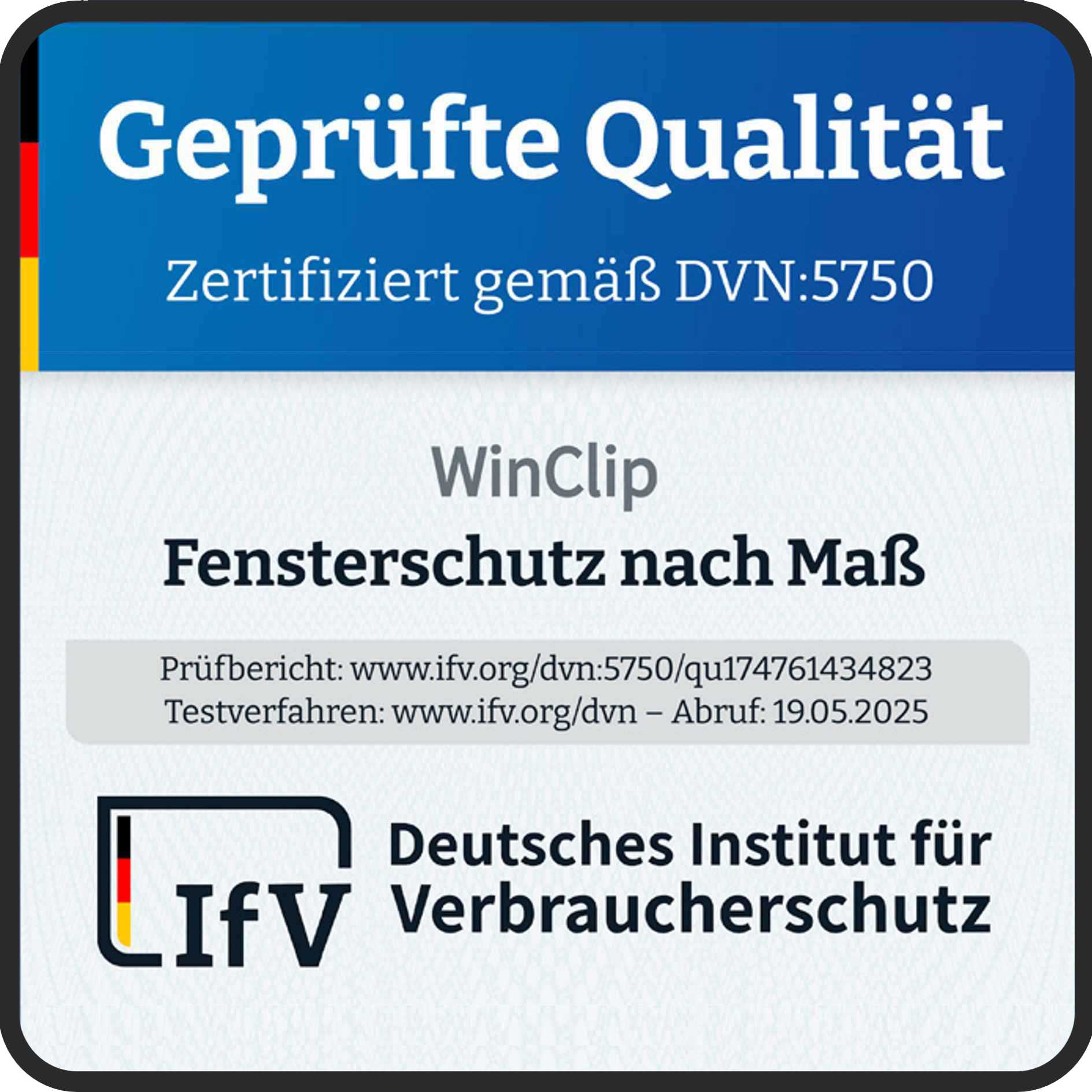 WinClip Zertifikat des Deutschen Instituts für Verbraucherschutz