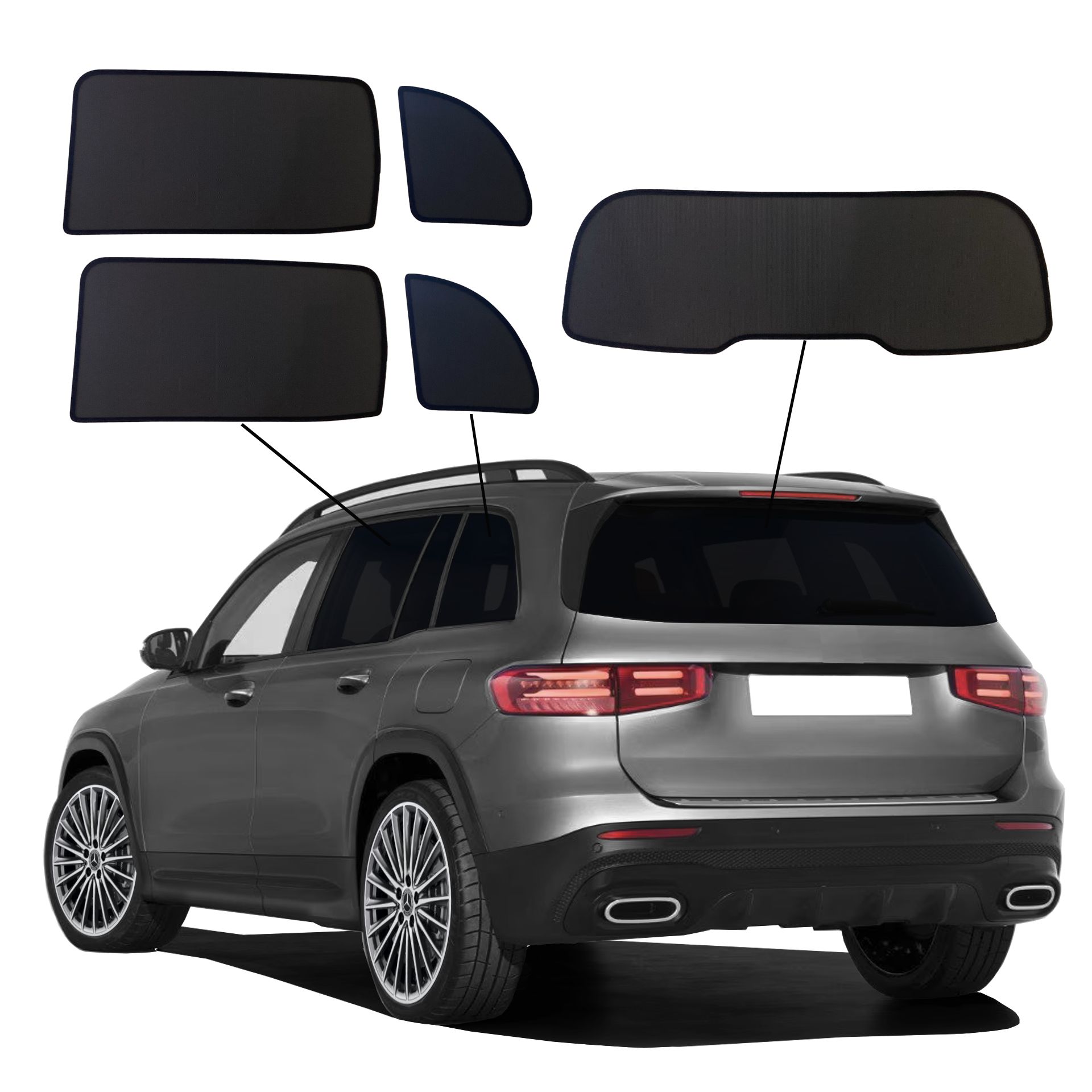 Mercedes GLB X247 SunClip Auto Sonnenschutz & Sichtschutz 2019- ein Mercedes GLB mit einem ABC Set