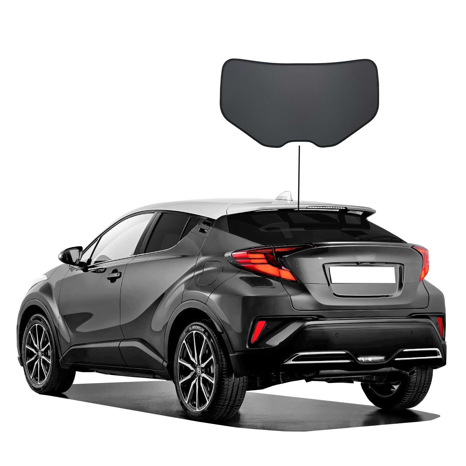 Toyota C-HR SunClip privacy & sun protection 2016-2023 rear window a Toyota C-HR with a c part