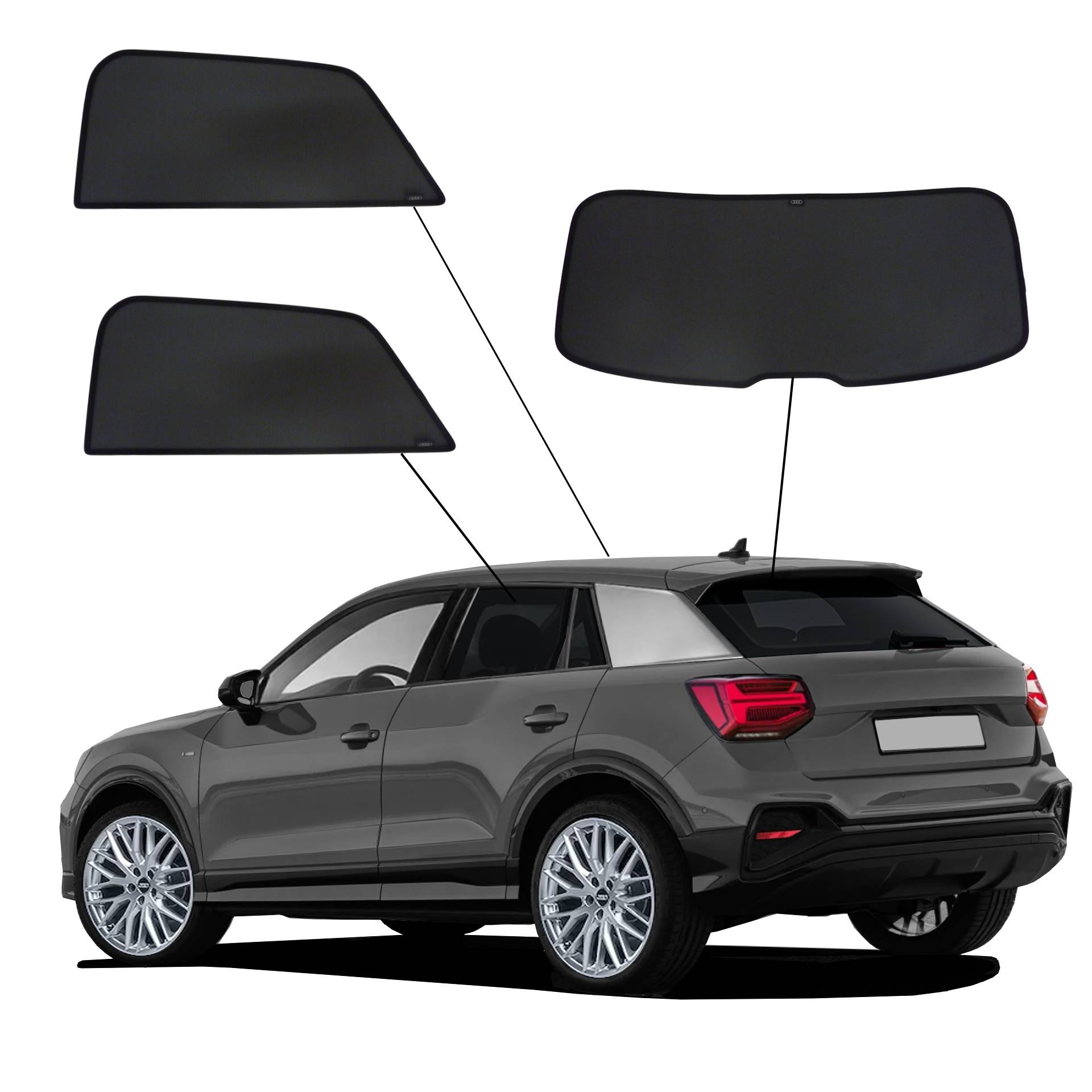 Audi Q2 SunClip privacy & sun protection 2016- an Audi Q2 with an AC set
