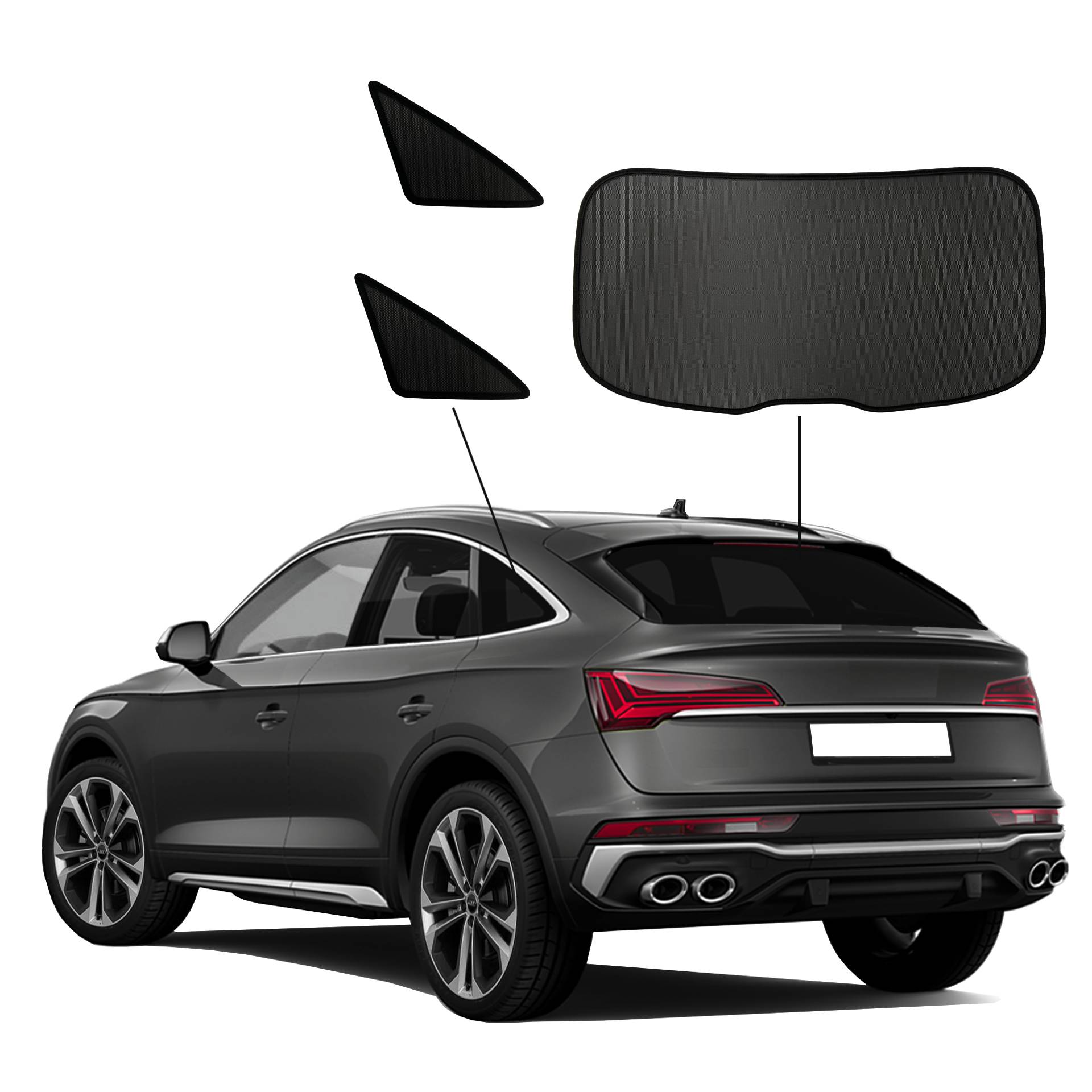 Audi Q5 Sportback SunClip privacy & sun protection 2020-2024 Rear window & side window set 3-piece an Audi Q5 sportback with a BC set