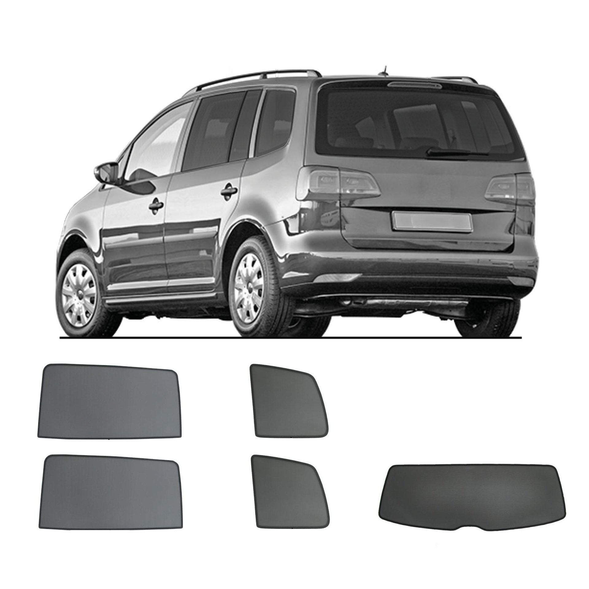 VW Touran I 2. Facelift Auto Sonnenschutz & Sichtschutz Sonniboy 2010-2015 ein VW Touran Facelift mit einem ABC Set