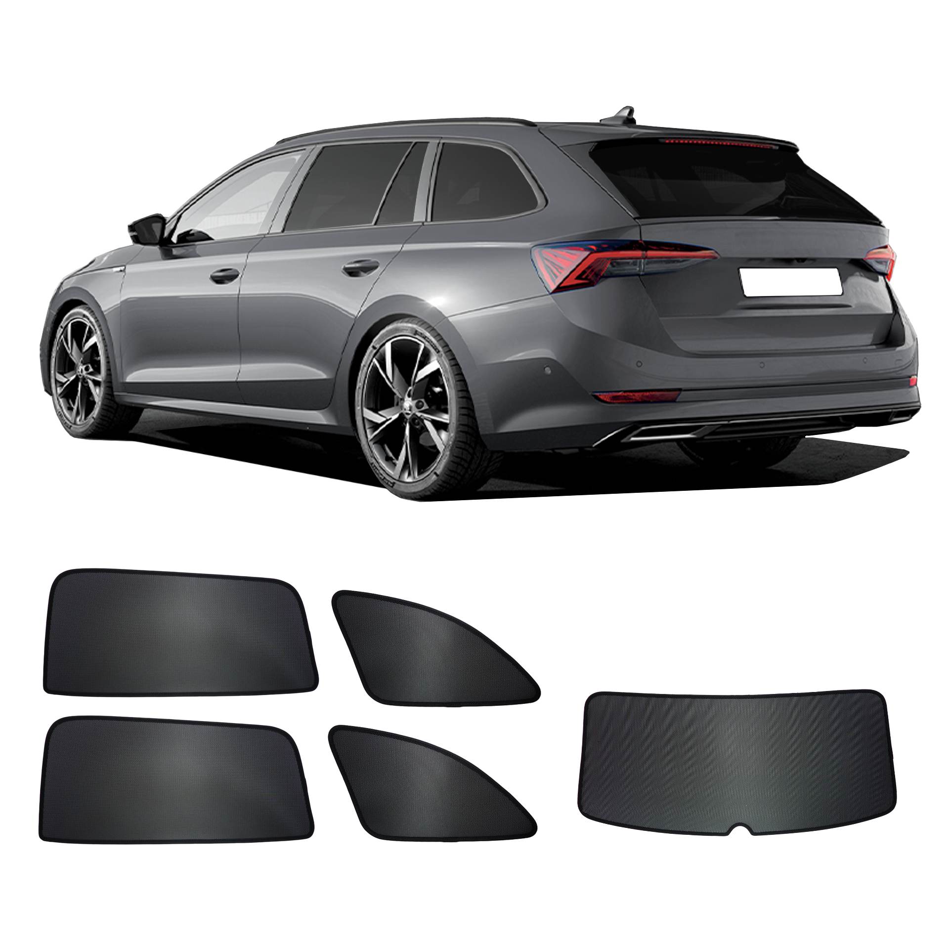 Skoda Octavia 4 Kombi SunClip Auto Sonnenschutz & Sichtschutz 2020- ein Skoda Octavia 4 Kombi mit einem ABC Set