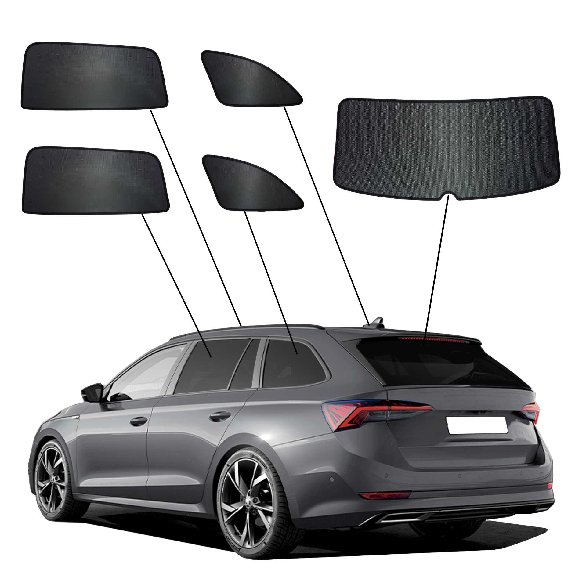 Skoda Octavia 4 Station Wagon SunClip privacy & sun protection 2020- a Skoda Octavia 4 with an ABC set