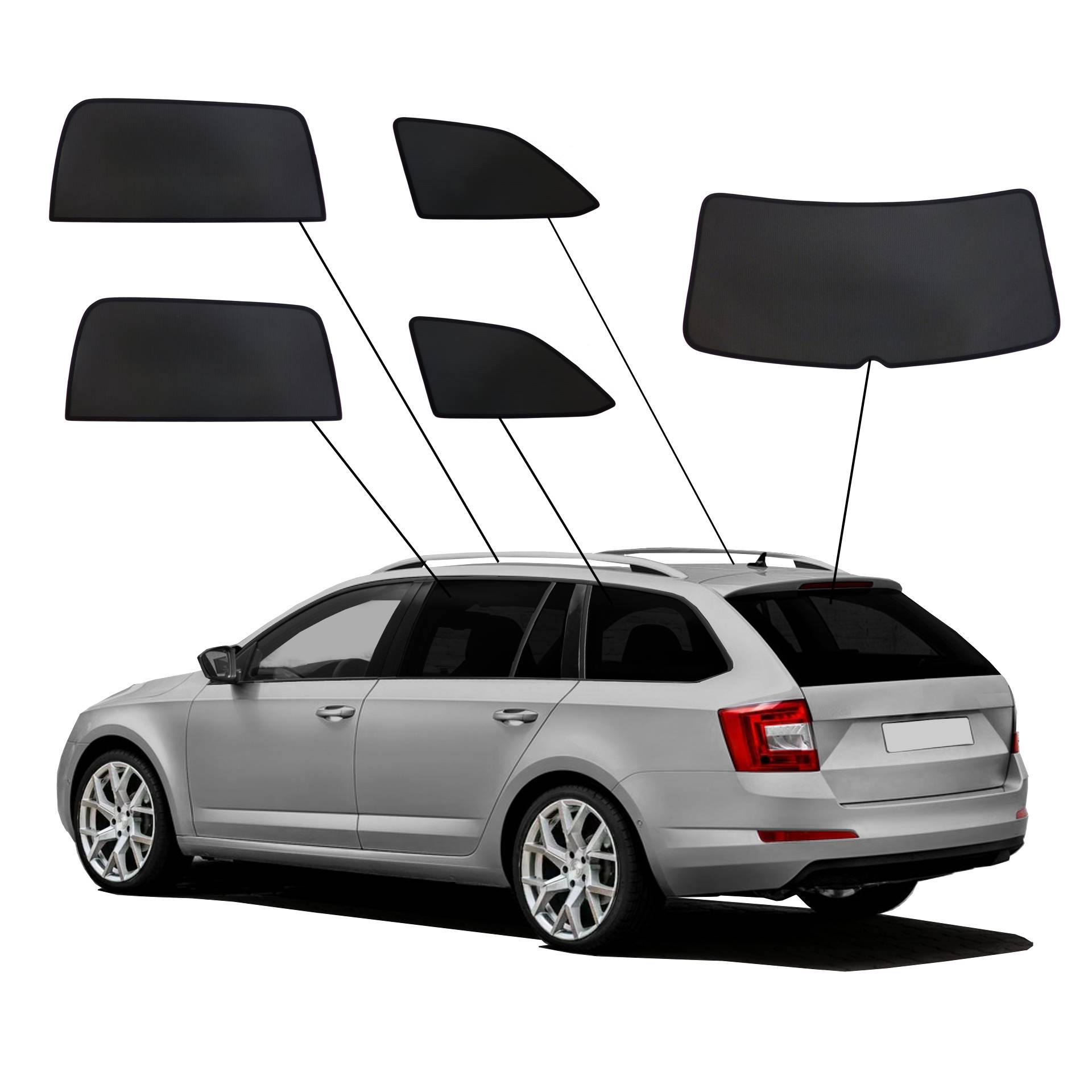 Skoda Octavia 3 Station Wagon SunClip privacy & sun protection 2013-2020 a Skoda Octavia 3 with an ABC set