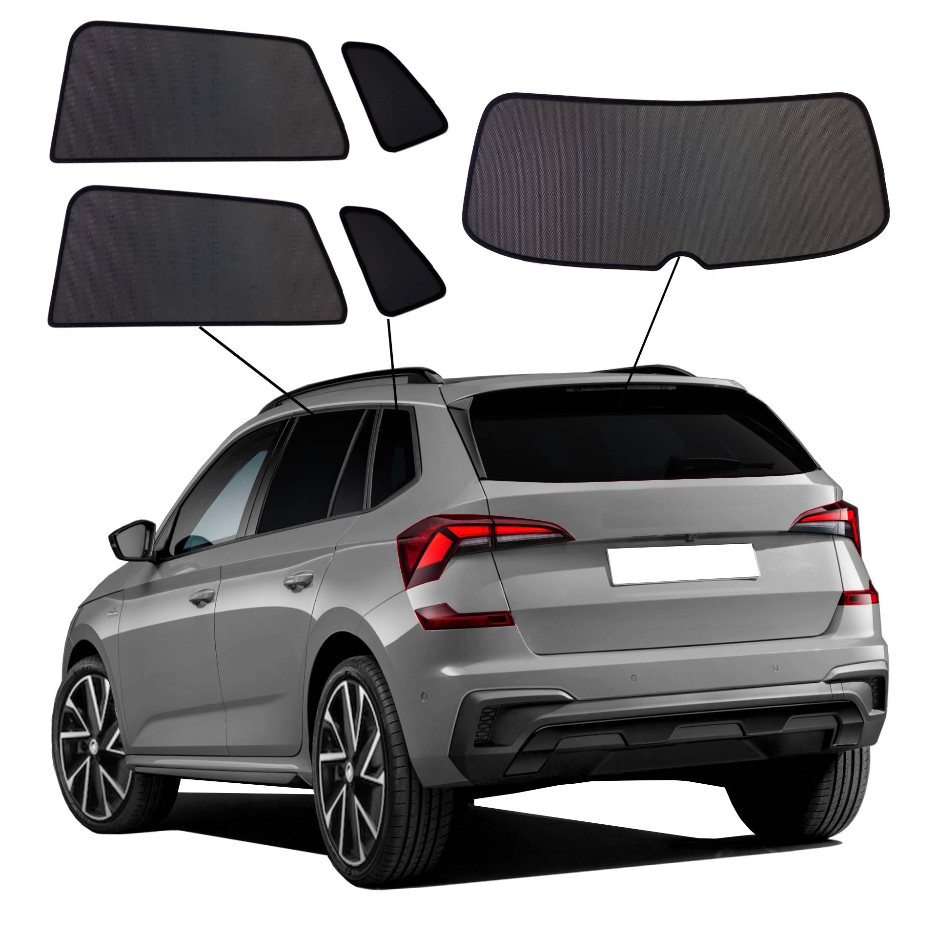 Skoda Kamiq SunClip privacy & sun protection 2024- a Skoda Kamiq with an ABC set