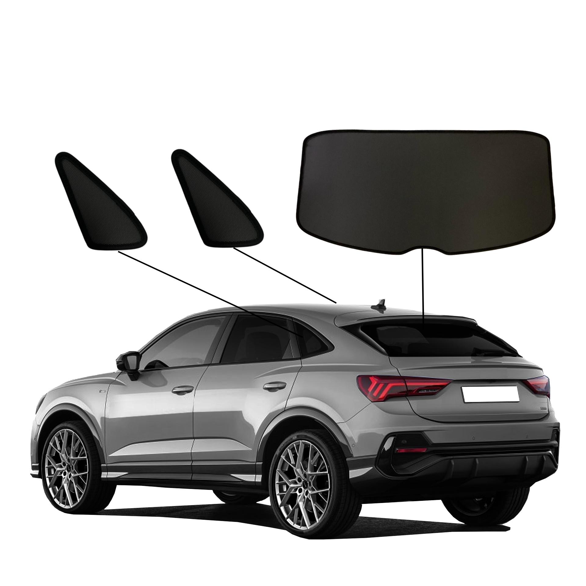 Audi Q3 Sportback SunClip Sonniboy privacy & sun protection 2019- Rear window & side window set 3-piece an Audi Q3 sportback with a BC set