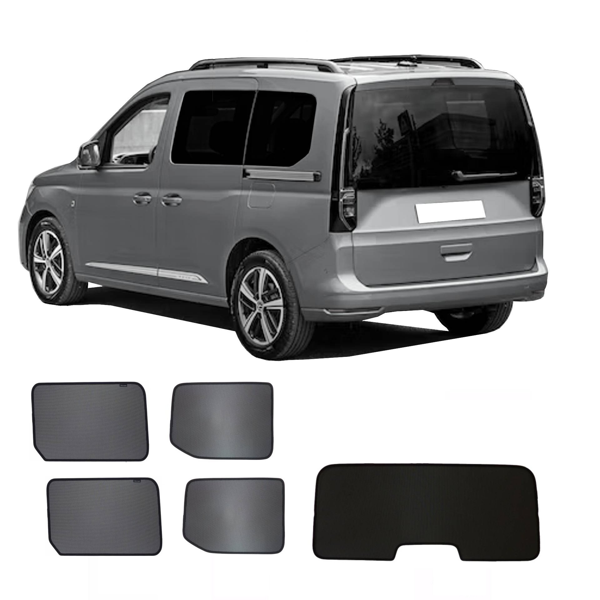 VW Caddy V, Ford Tourneo Connect sun protection Sonniboy large sedan with tailgate 2020-, 2022- a VW Caddy 5 with an ABC set