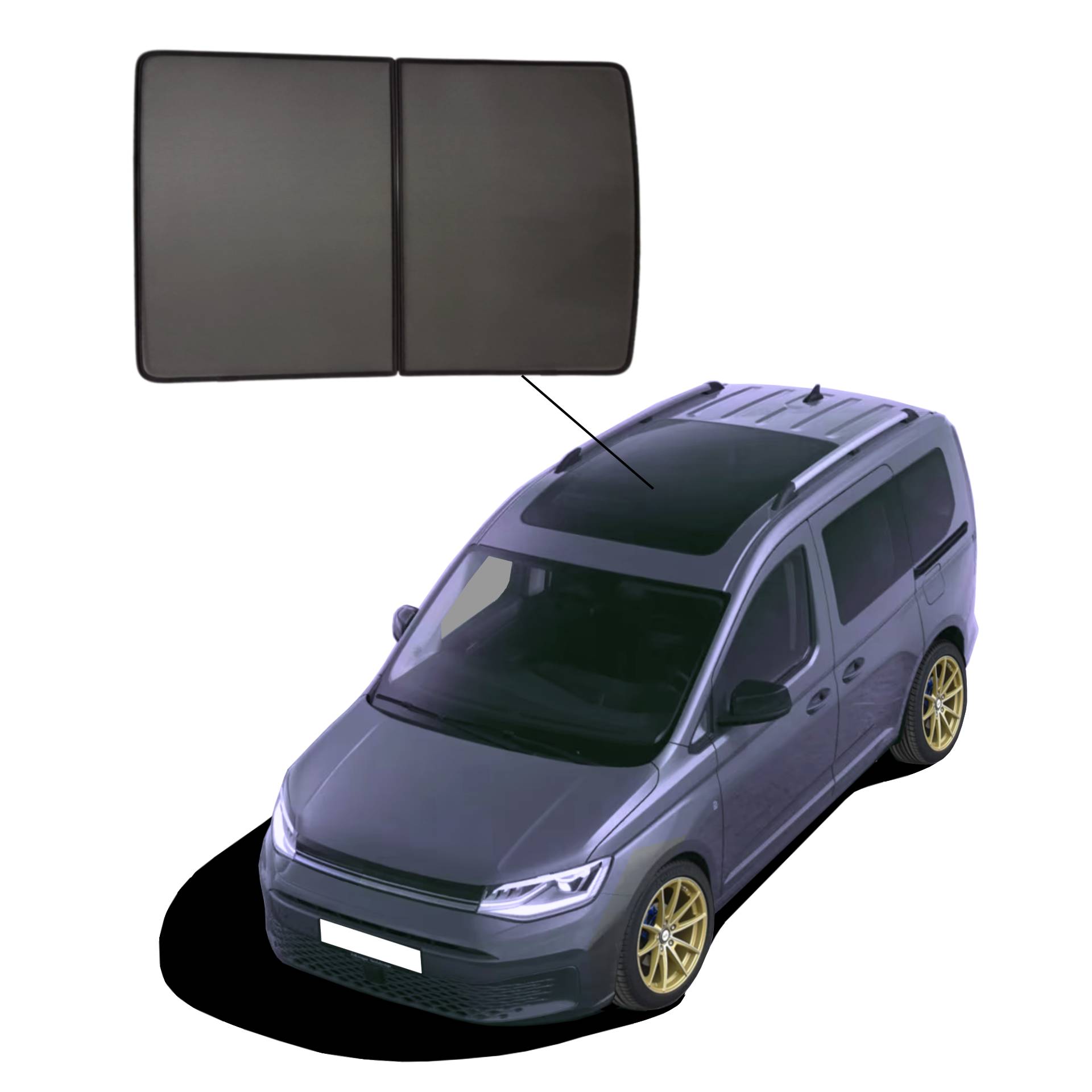 VW Caddy 5 Panoramadach ab 2020 SunClip Auto Sonnenschutz UV-Schutz Sonnenblende Hitzeschutz Autoscheibentönung Lärmdämmung