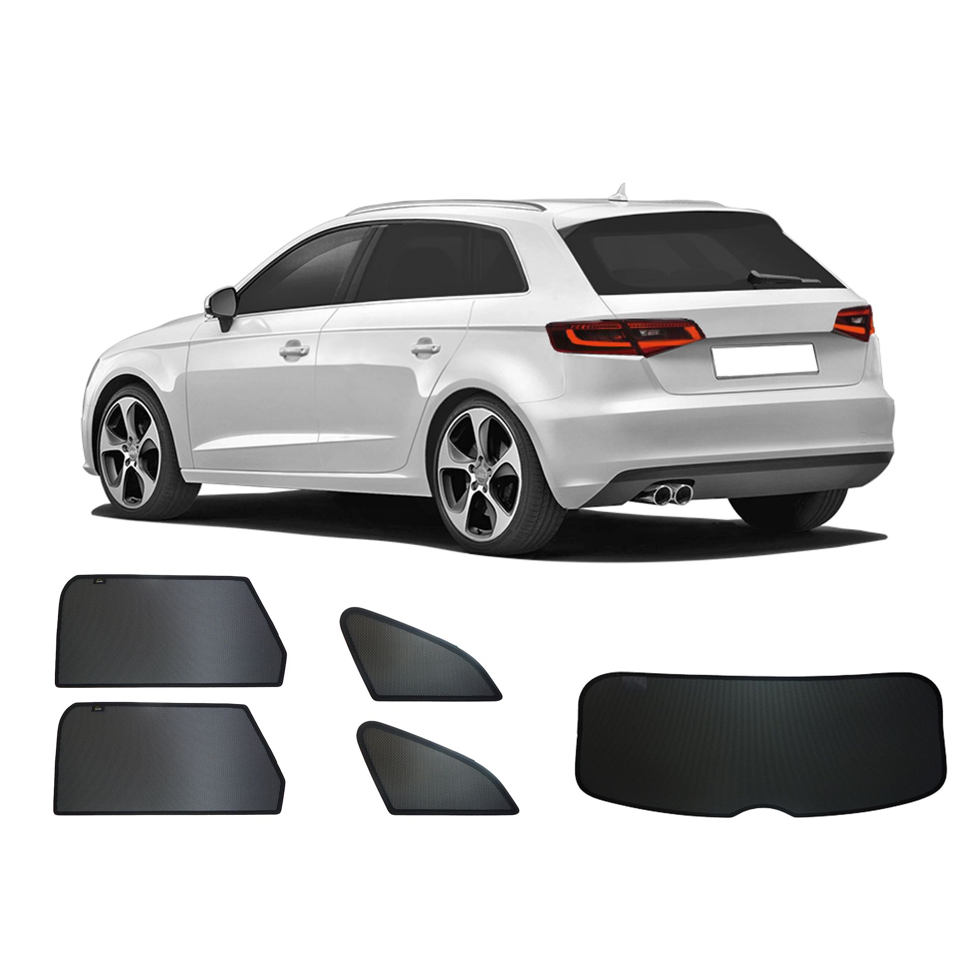 Audi A3 Sportback SunClip Auto Sonnenschutz & Sichtschutz 2012-2020 ein Audi A3 mit einem ABC Set