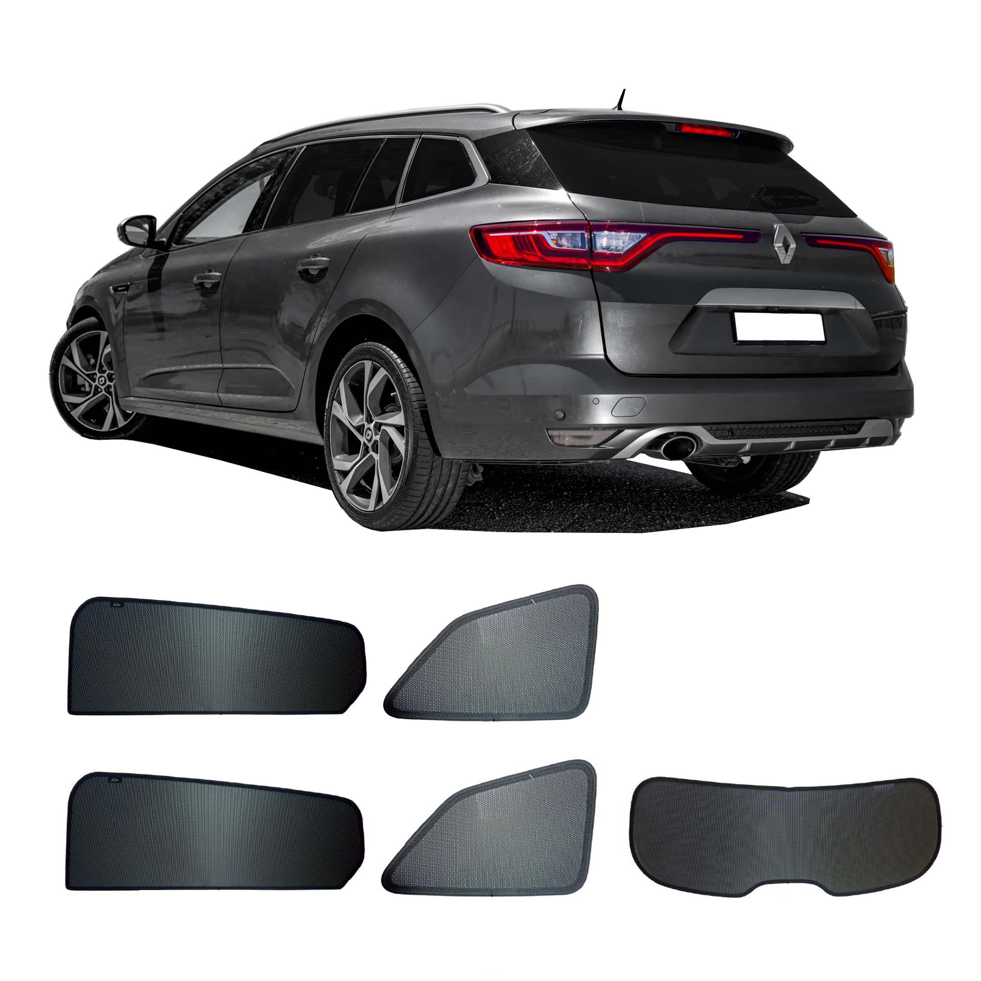 Renault Megane Grandtour sun protection Sonniboy 2016-2024 a Renault Megane Grandtour with an ABC set