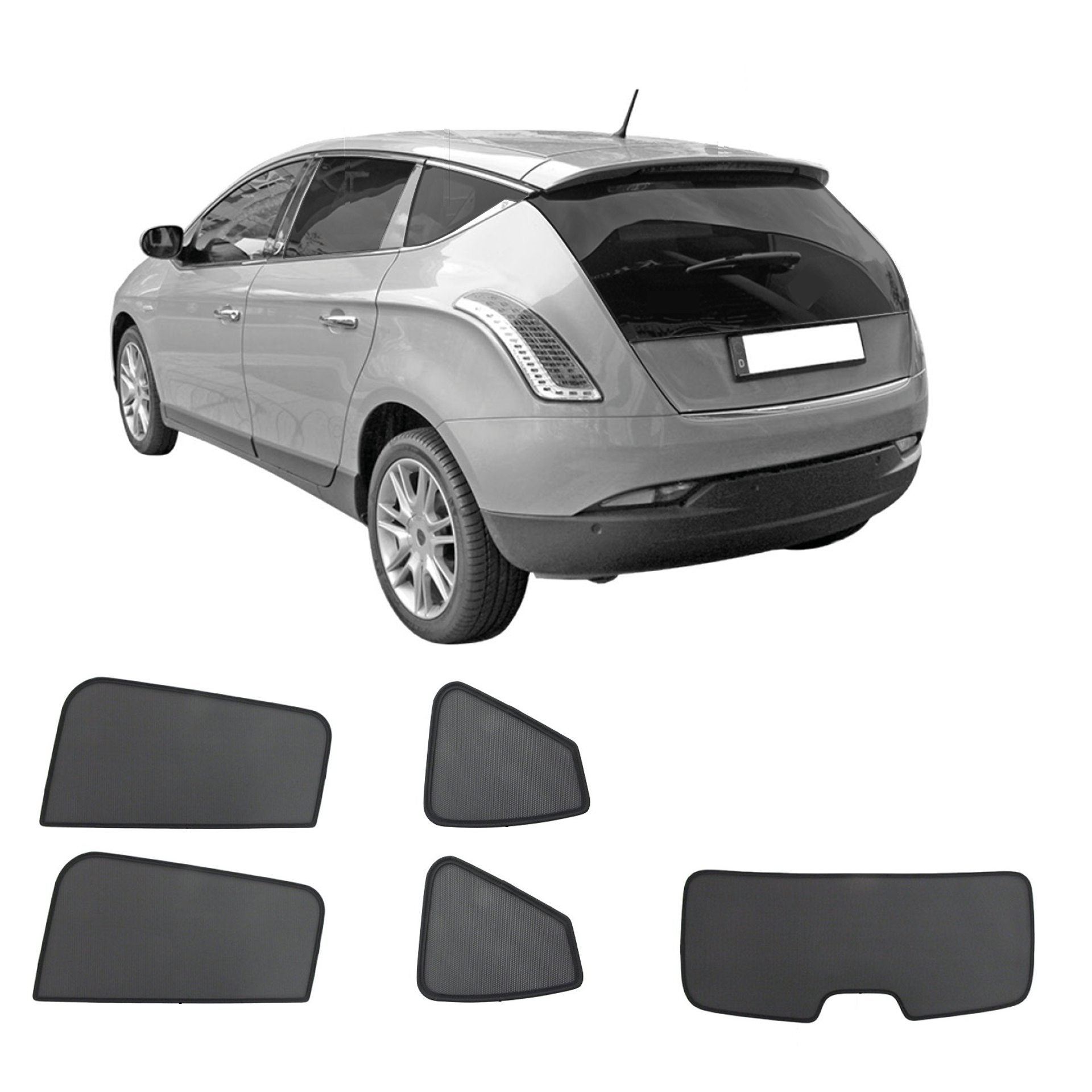 Lancia Delta III Auto Sonnenschutz & Sichtschutz Sonniboy 2008-2014 ein Lancia Delta 3 mit einem ABC Set