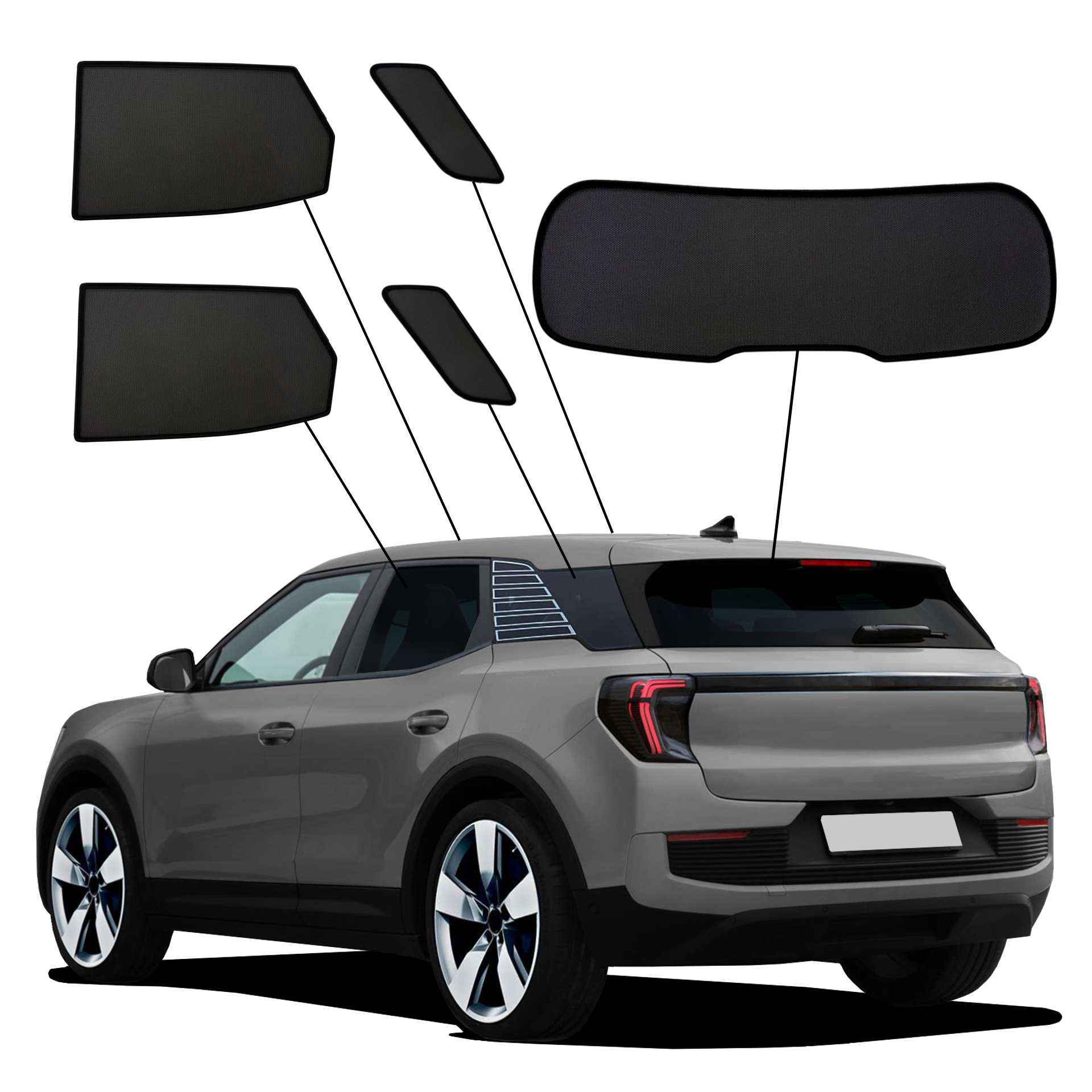 Ford Explorer EV SunClip Auto Sonnenschutz & Sichtschutz 2024- ein Ford Explorer mit einem ABC Set