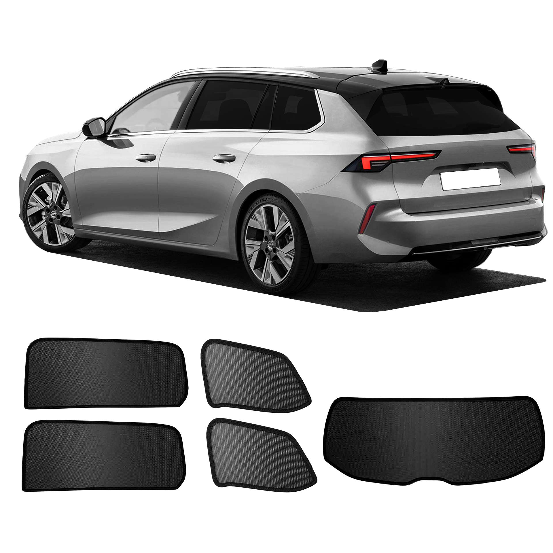 Opel Astra L sportstourer SunClip privacy & sun protection 2022- an Opel Astra L sportstourer with an ABC set