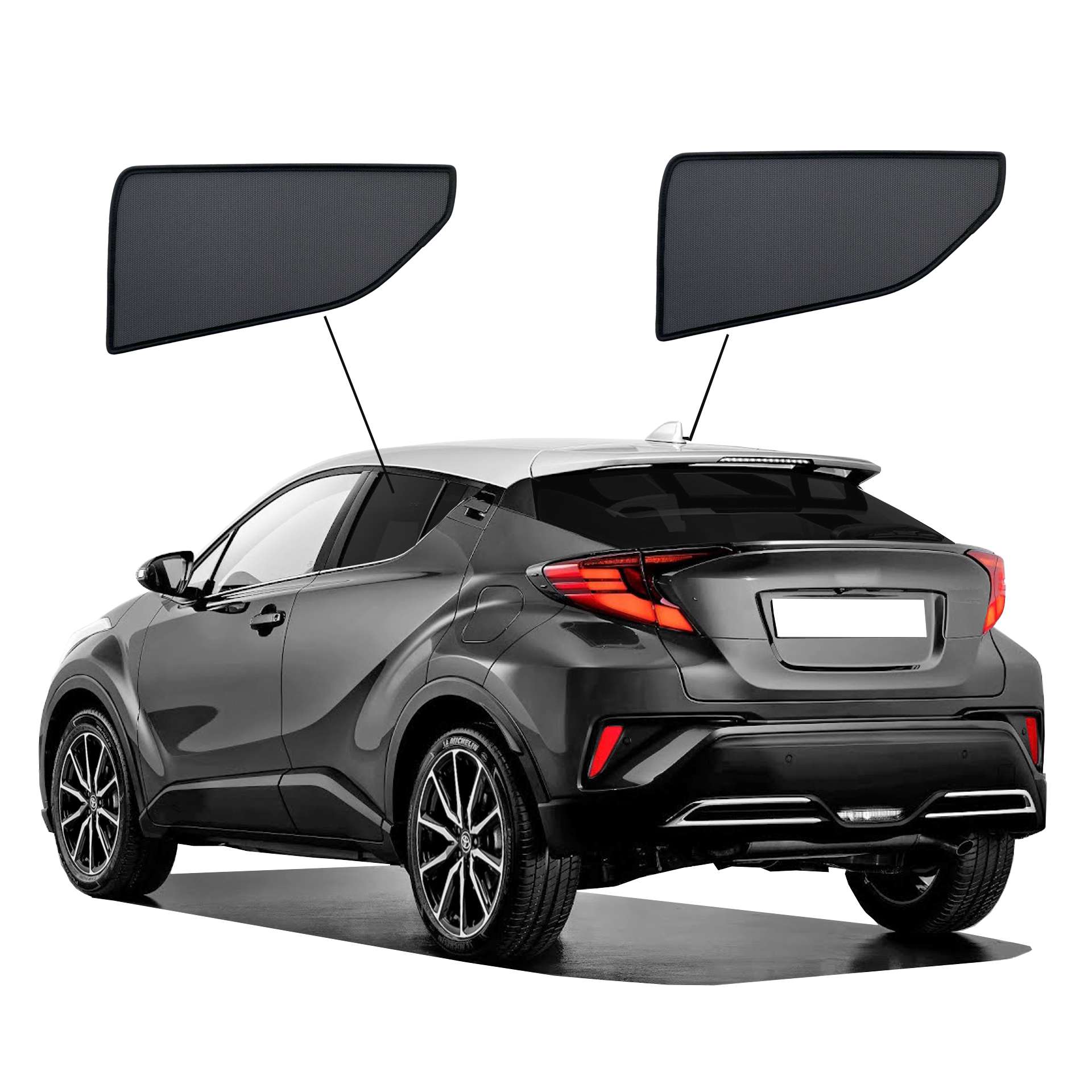 Toyota C-HR SunClip privacy & sun protection 2016-2023 Door window set 2-piece a Toyota C-HR with an A set
