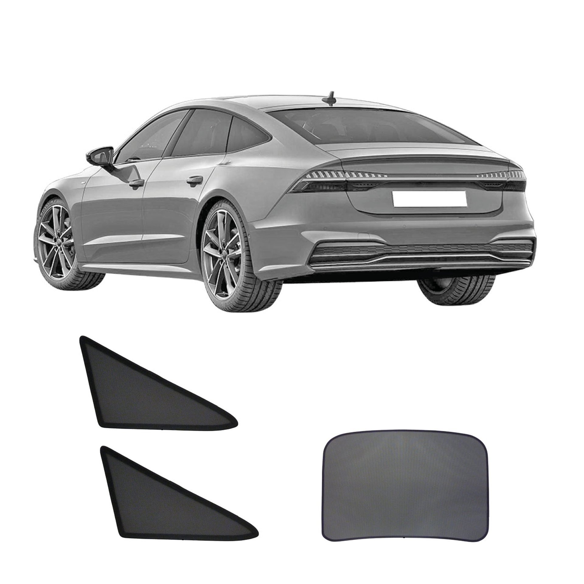 Audi A7 Sportback sun protection Sonniboy 2018- an Audi A7 sportback with a BC set