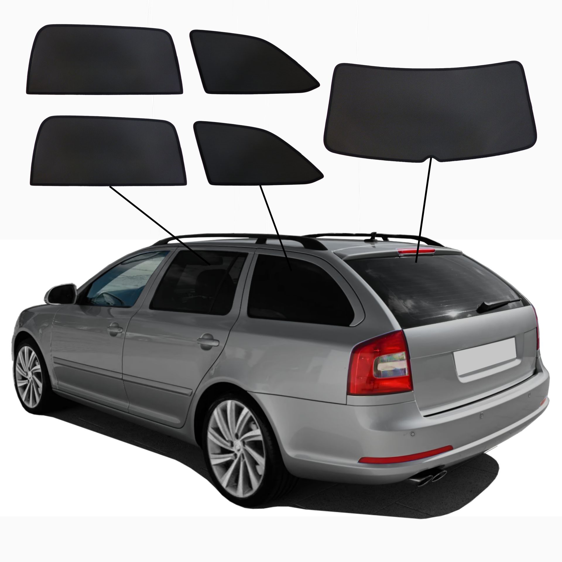 Skoda Octavia II SunClip Auto Sonnenschutz & Sichtschutz 2004-2013 ein Skoda Octavia 2 mit einem ABC Set