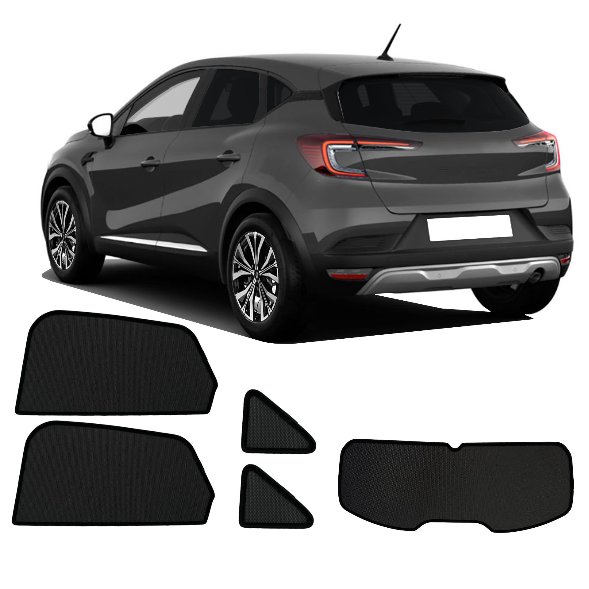 Renault Captur II, Mitsubishi ASX Auto Sonnenschutz & Sichtschutz Sonniboy 2020- ein Renault Captur 2 mit einem ABC Set