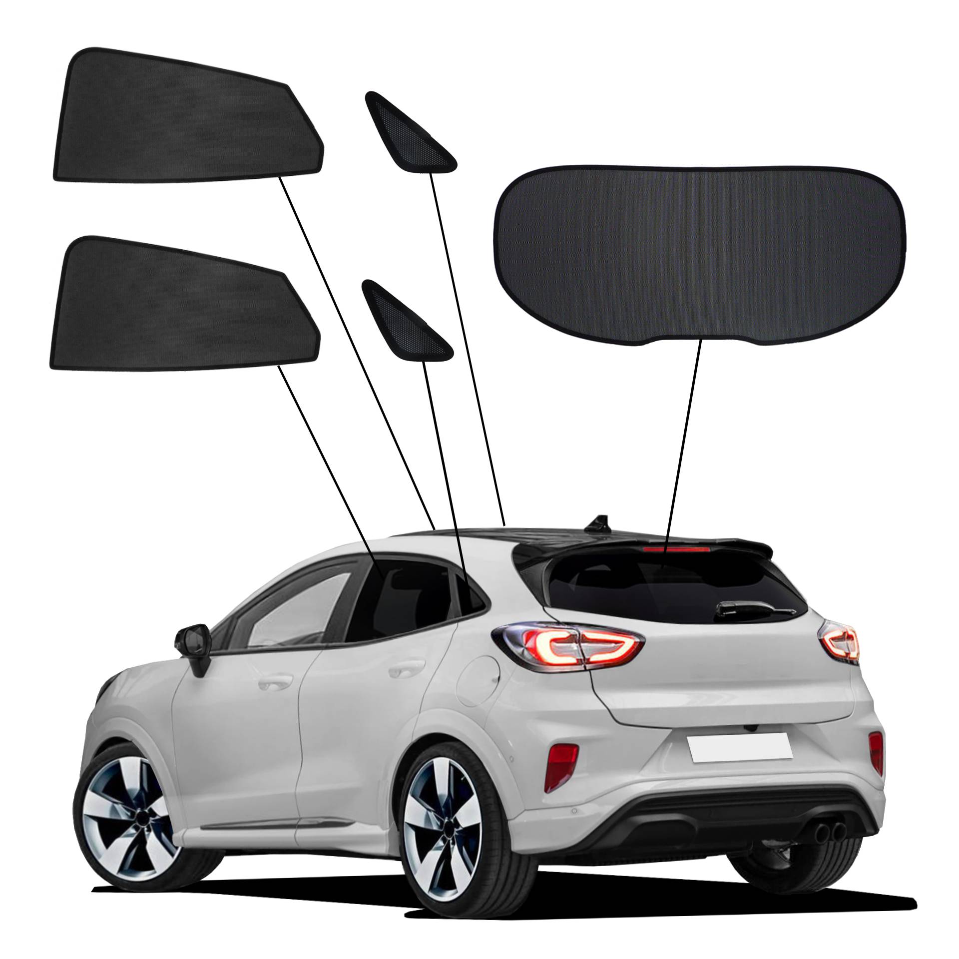 Ford Puma II SunClip Auto Sonnenschutz & Sichtschutz 2020- ein Ford Puma 2 mit einem ABC Set