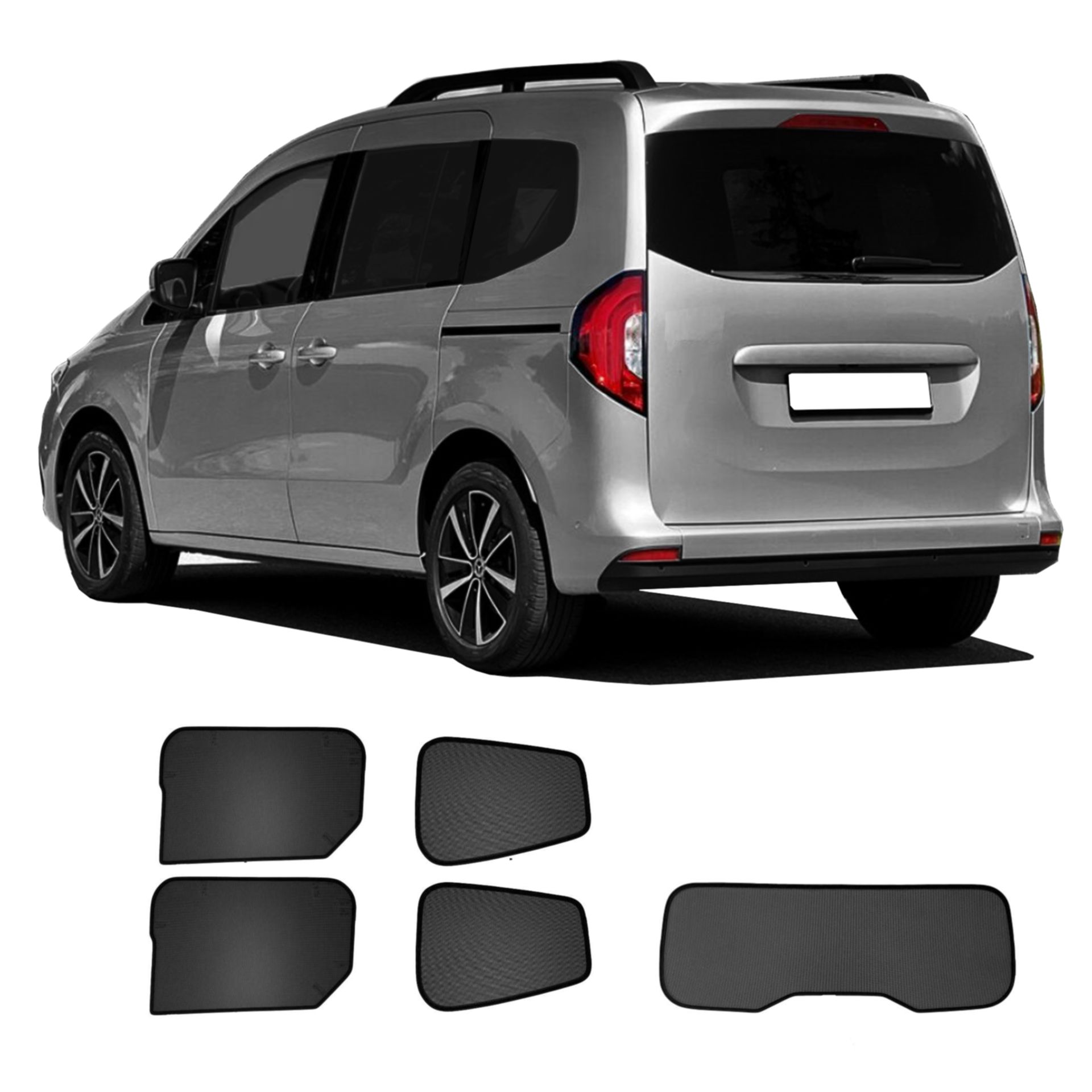 Renault Kangoo / Nissan Townstar / Mercedes T-Klasse SunClip Auto Sonnenschutz & Sichtschutz 2021- ein Renault Kangoo mit einem ABC Set