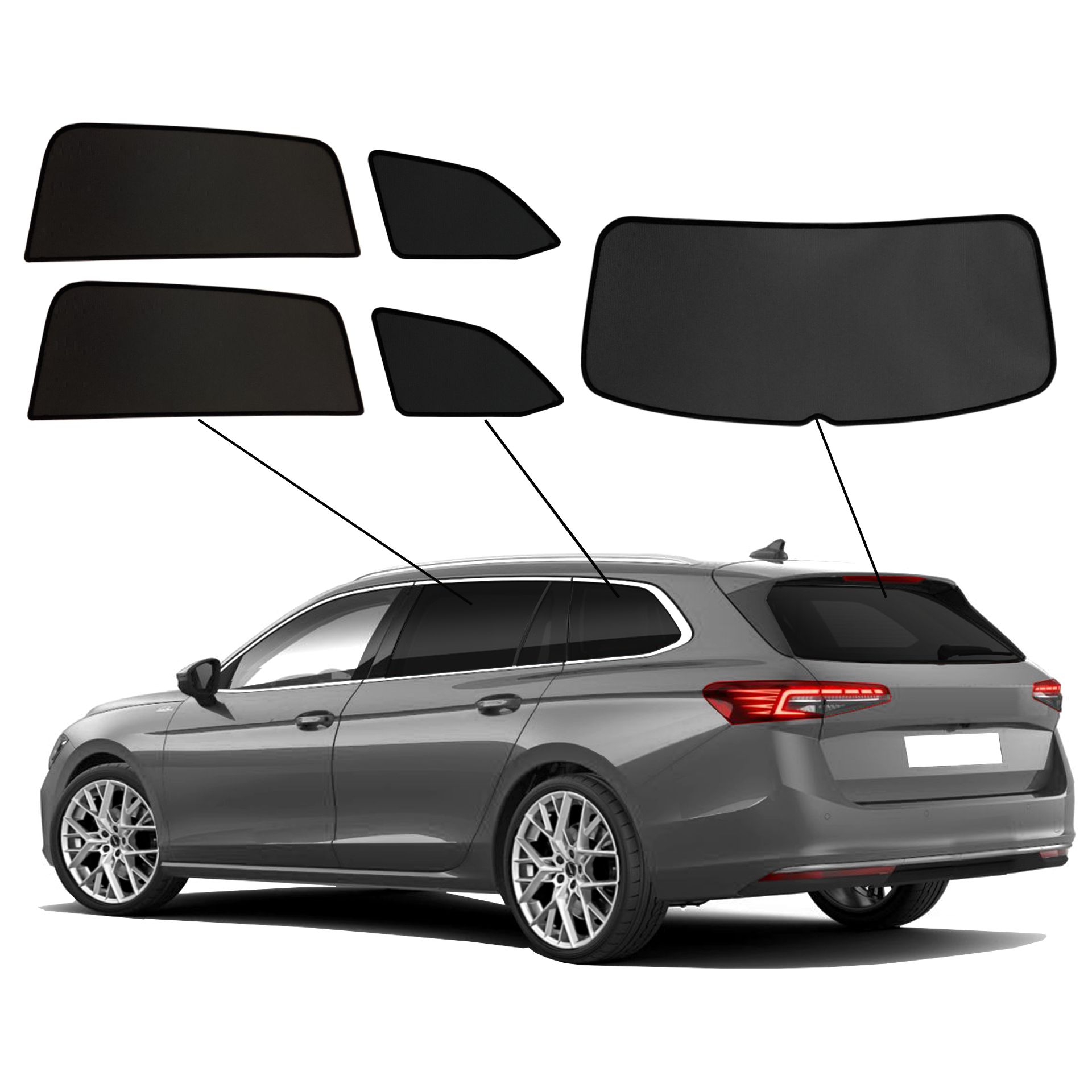 Skoda Superb 4 SunClip Auto Sonnenschutz & Sichtschutz 2024- ein Skoda Superb 4 mit einem ABC Set