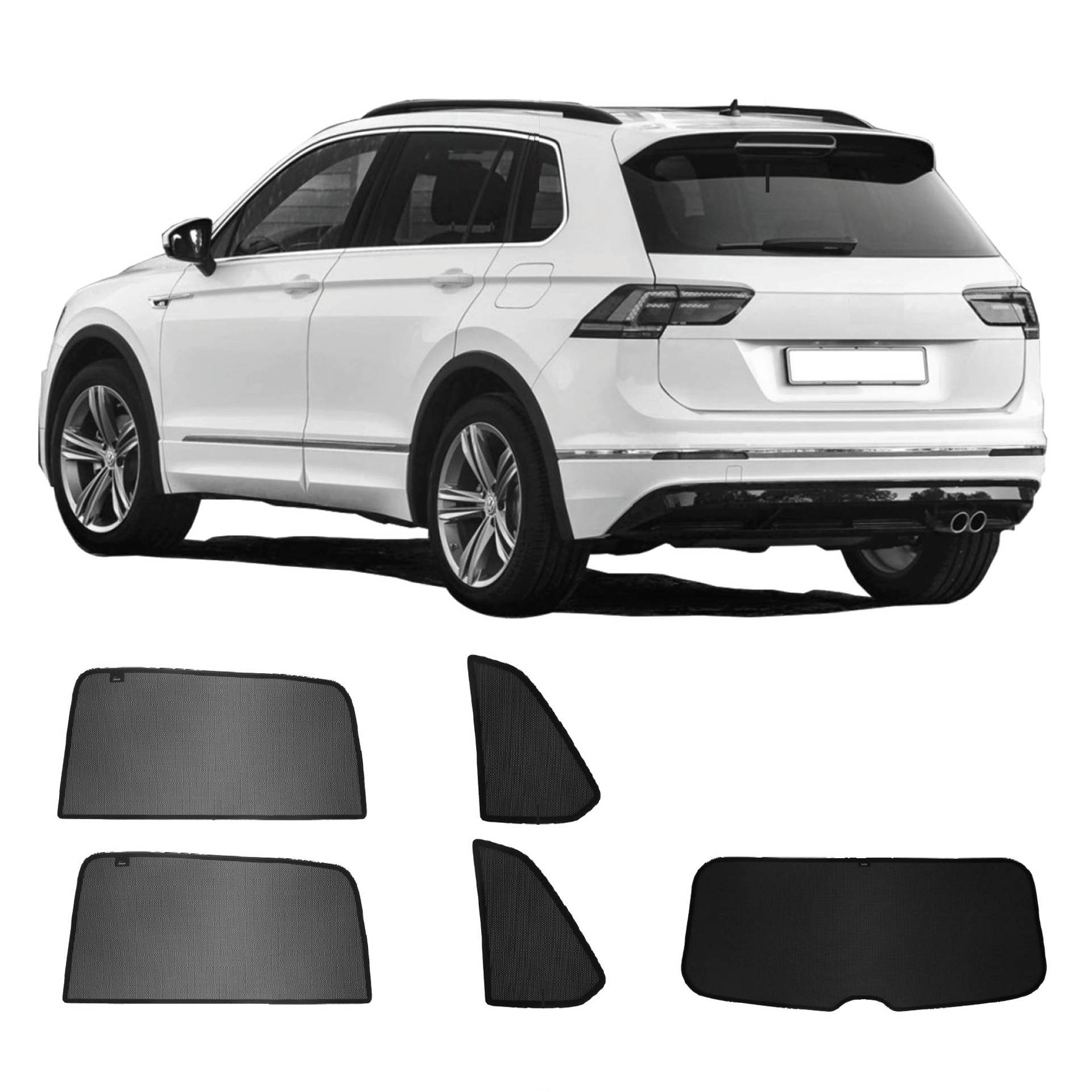 VW Tiguan II 2016-2023 Auto Sonnenschutz & Sichtschutz Sonniboy UV-Schutz  ein VW Tiguan 2 mit einem ABC Set