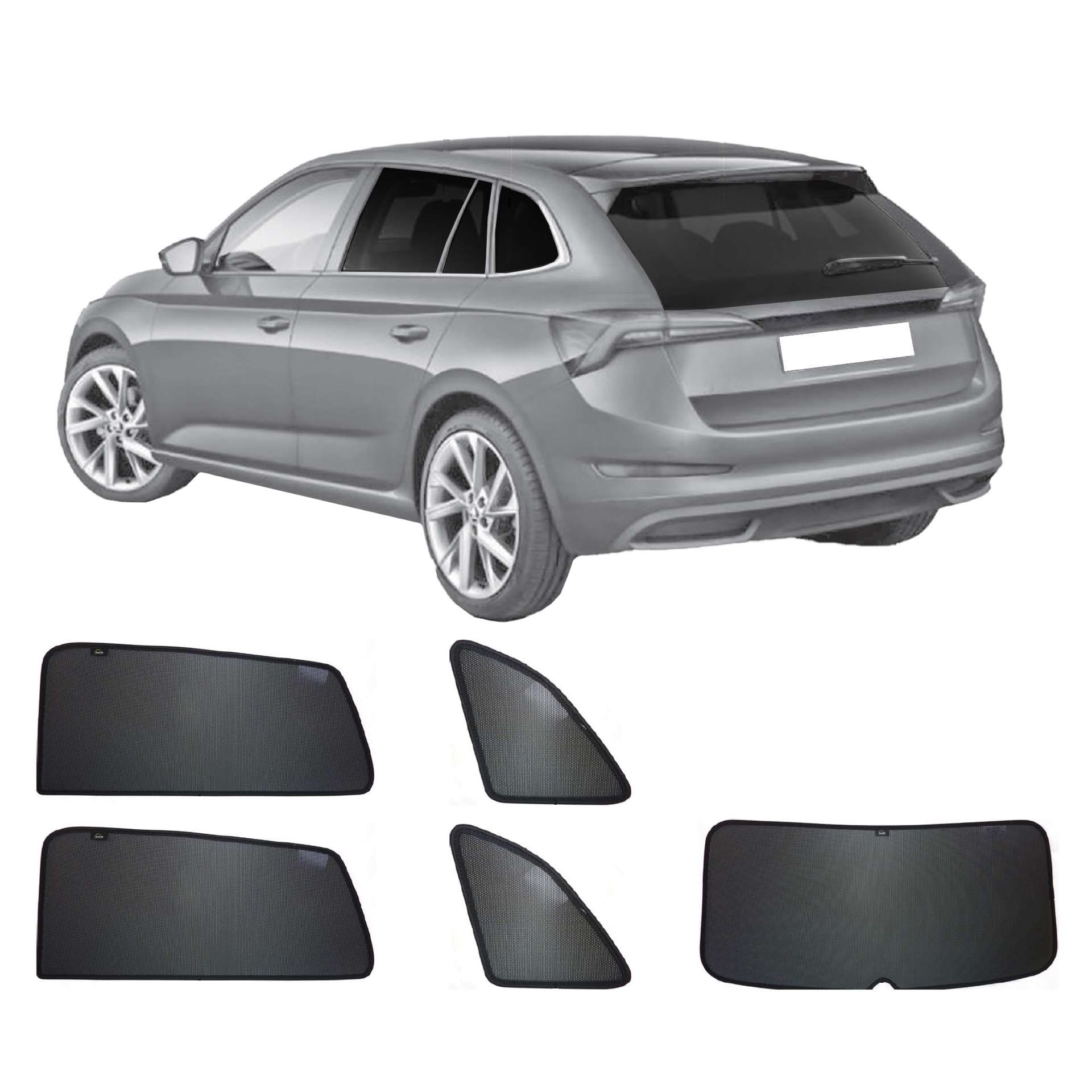 Skoda Scala SunClip Auto Sonnenschutz & Sichtschutz 2019- ein Skoda Scala mit einem ABC Set