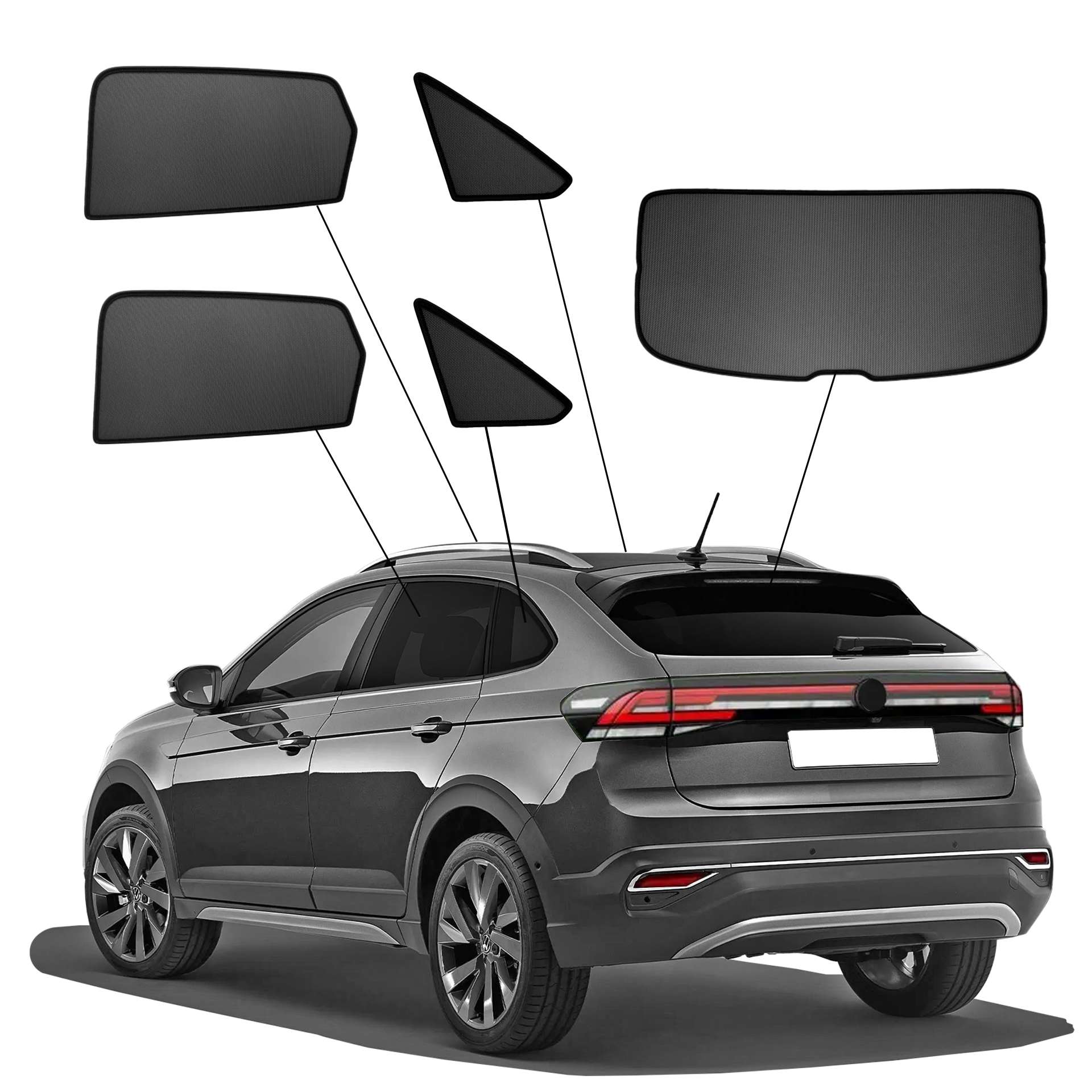 VW Taigo SunClip Auto Sonnenschutz & Sichtschutz 2021- ein VW Taigo mit einem ABC Set