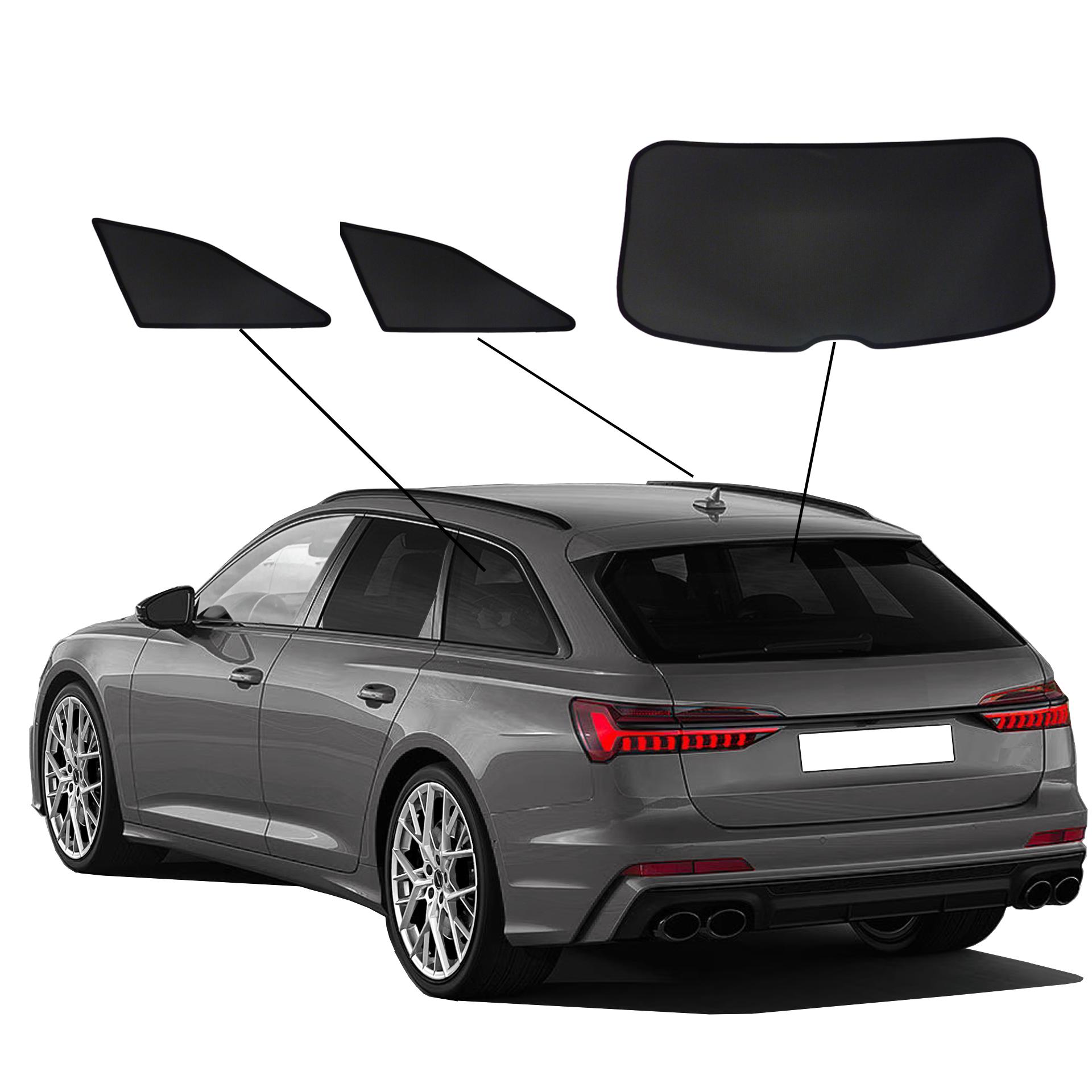 Audi A6 Avant SunClip Auto Sonnenschutz & Sichtschutz 2018-2025 Heckfenster & Seitenfenster-Set 3-teilig ein Audi A6 mit einem BC Set