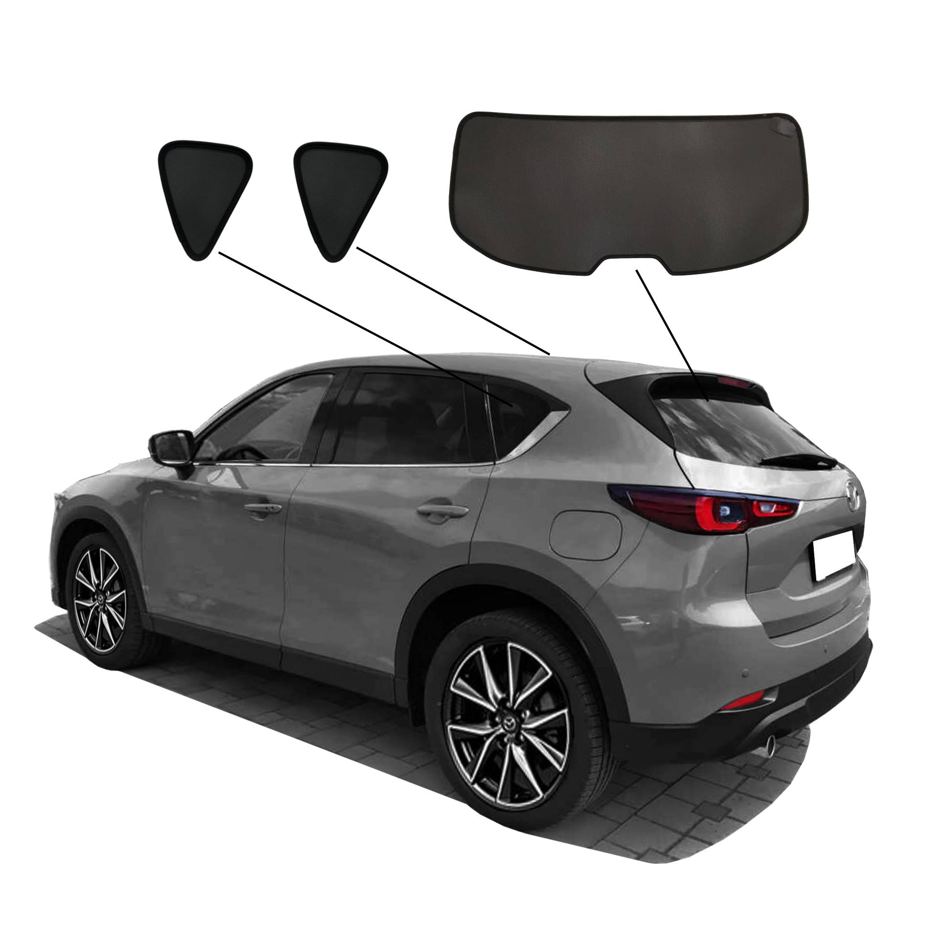 Mazda CX-5 Sonnenschutz SunClip Sonniboy 2017- Heckfenster & Seitenfenster-Set 3-teilig