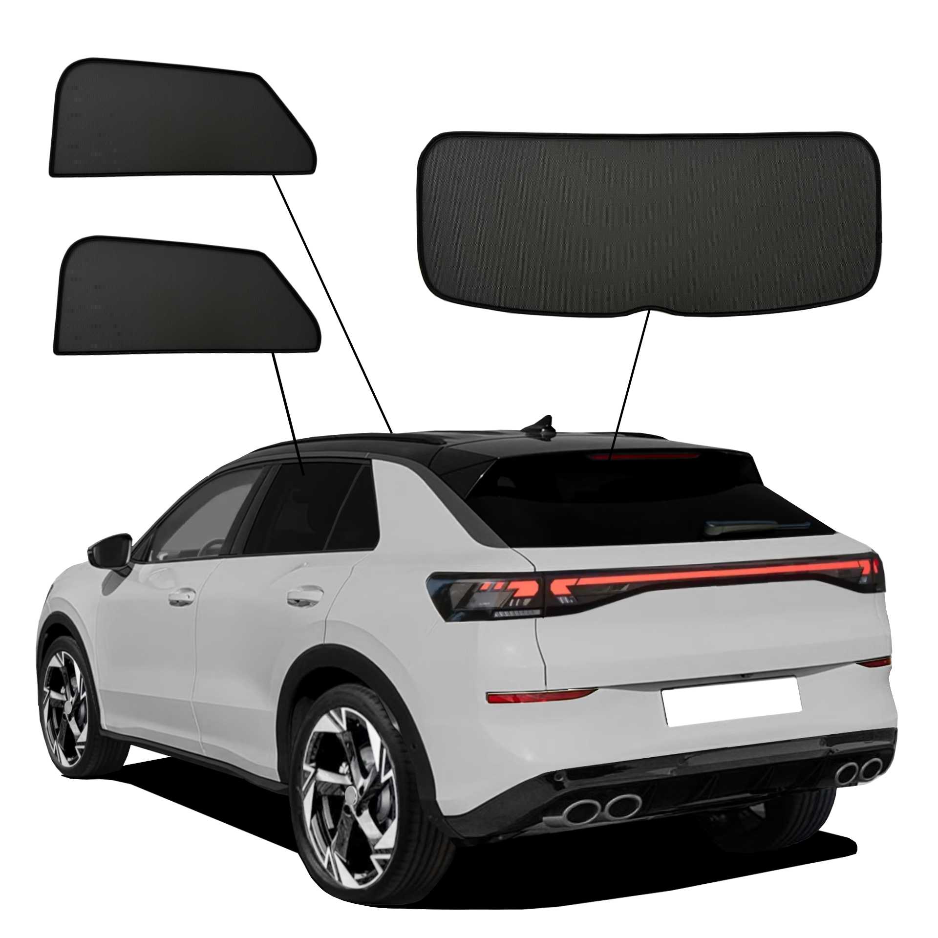 VW T-Roc ab 2026 SunClip Sonnenschutz Sichtschutz UV-Schutz Auto Sonnenblende Hitzeschutz Insektenschutz Autoscheibentönung Blendschutz ein VW T-Roc mit einem AC Set