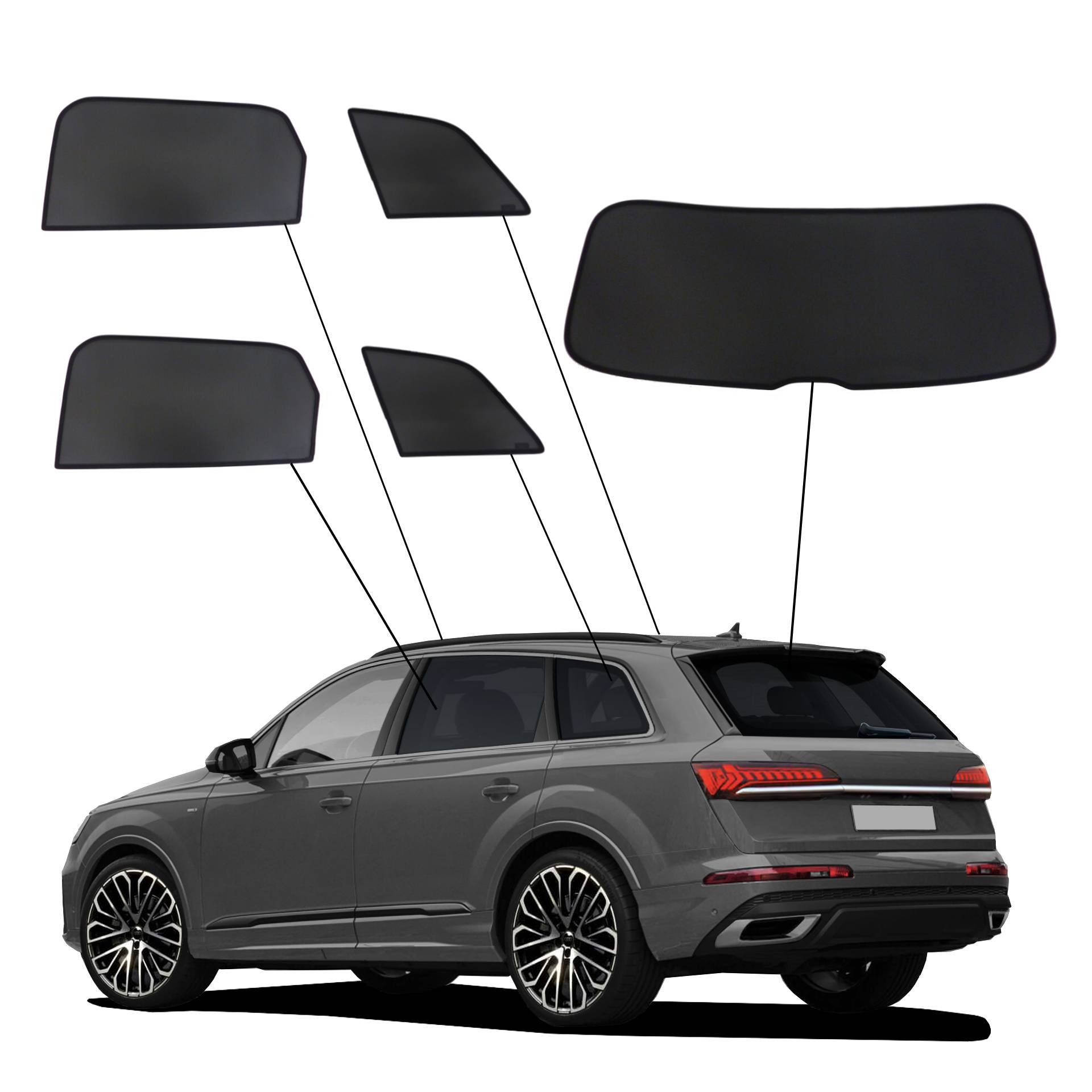 Audi Q7 SunClip privacy & sun protection 2015- an Audi Q7 with an ABC set
