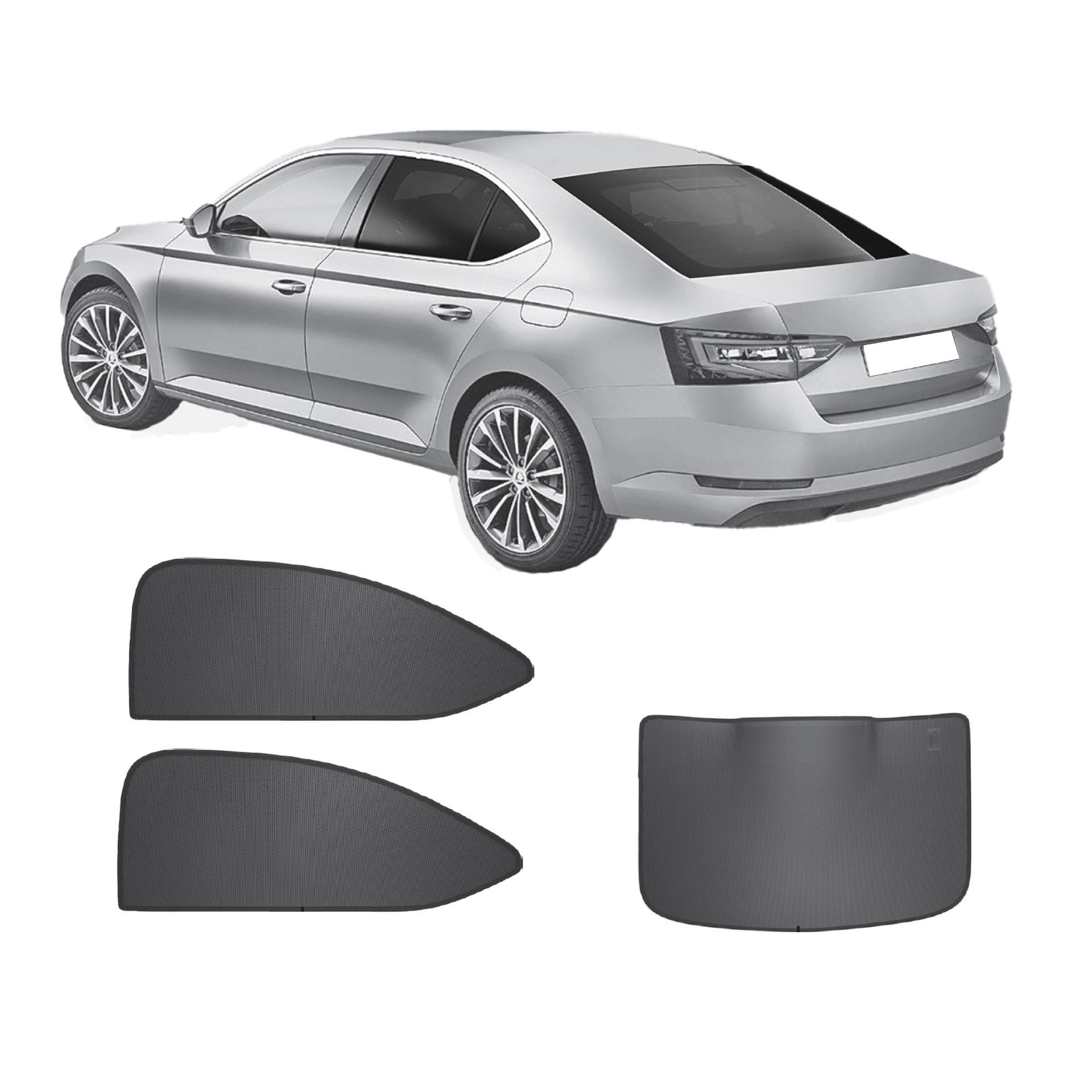 Skoda Superb III Limousine Auto Sonnenschutz & Sichtschutz Sonniboy 2015-2023 eine Skoda Superb 3 Limousine mit einem AC Set