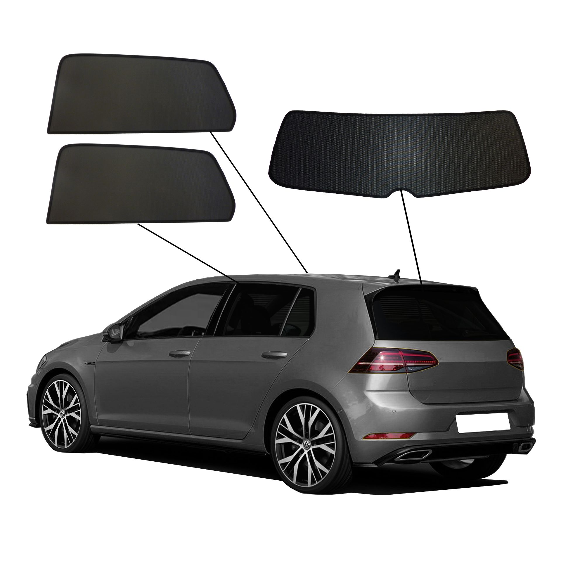 VW Golf 7 SunClip Auto Sonnenschutz & Sichtschutz 2012-2020 ein VW Golf 7 mit einem AC Set