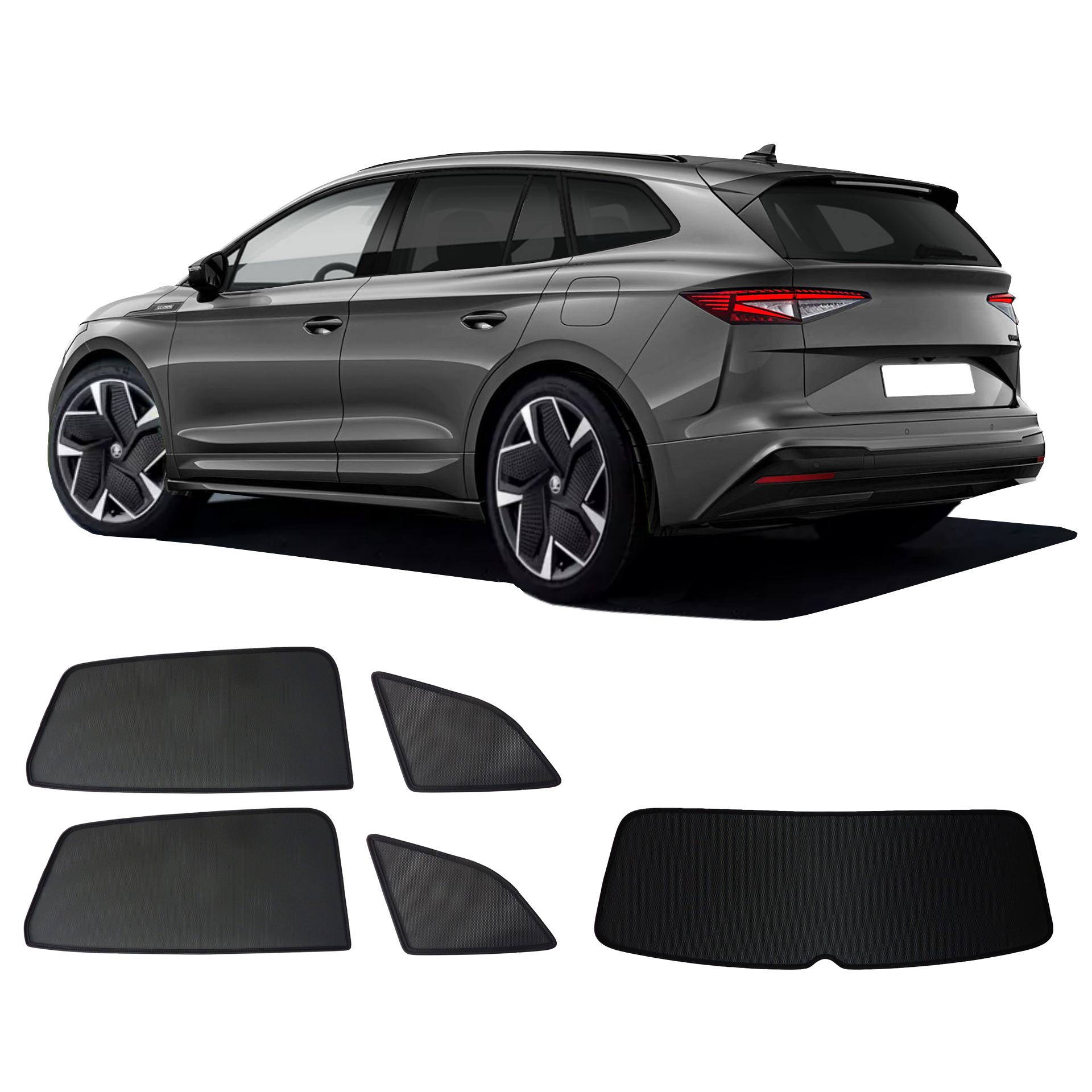 Skoda Enyaq iV sun protection Sonniboy 2021- a Skoda Enyaq iV with an ABC set